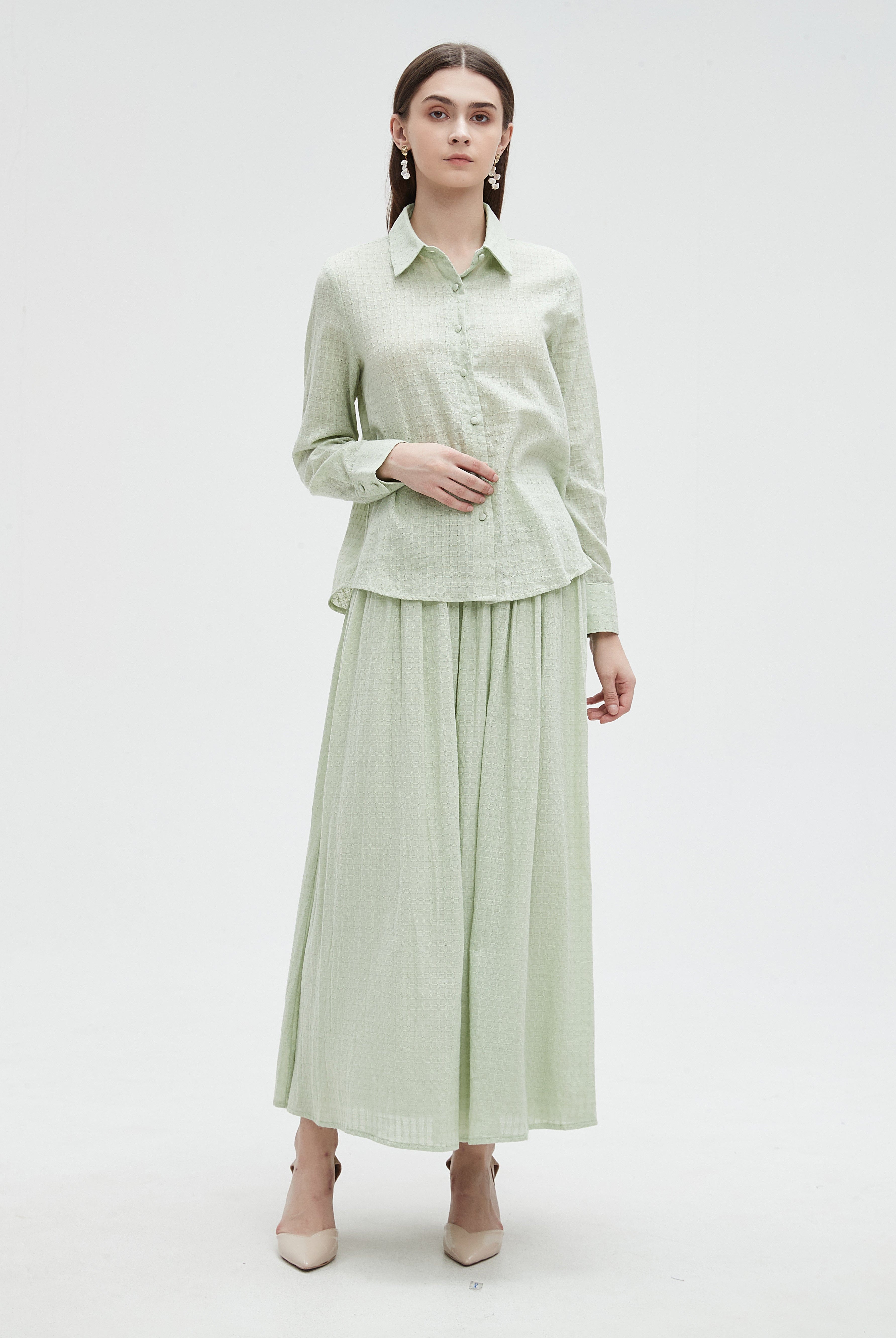 ميكا تنورة ميدي مزينة بالخيوط مكشكشة نسائي