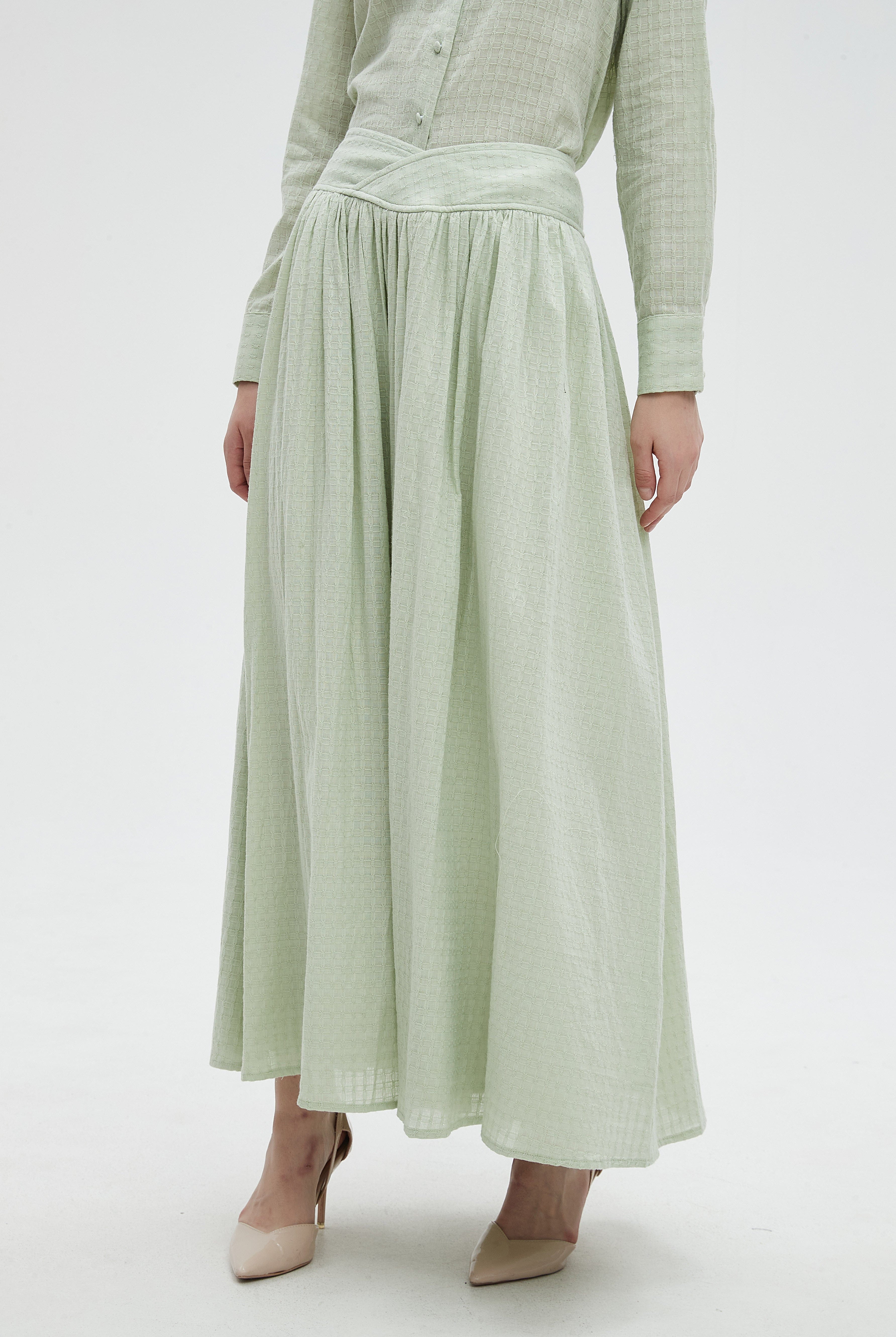 ميكا تنورة ميدي مزينة بالخيوط مكشكشة نسائي