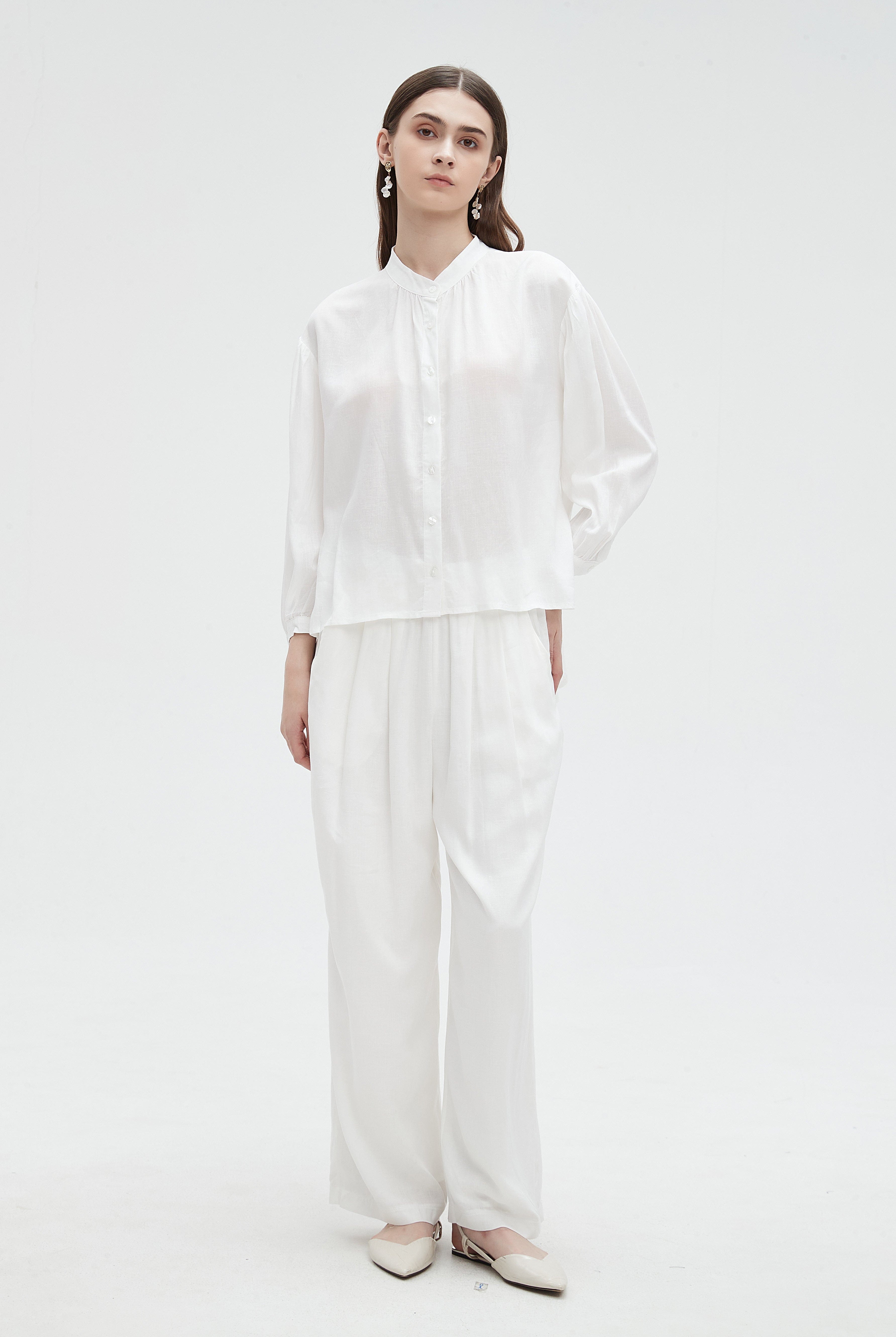 ميكا بلوزة نسائية سادة بأكمام طويلة