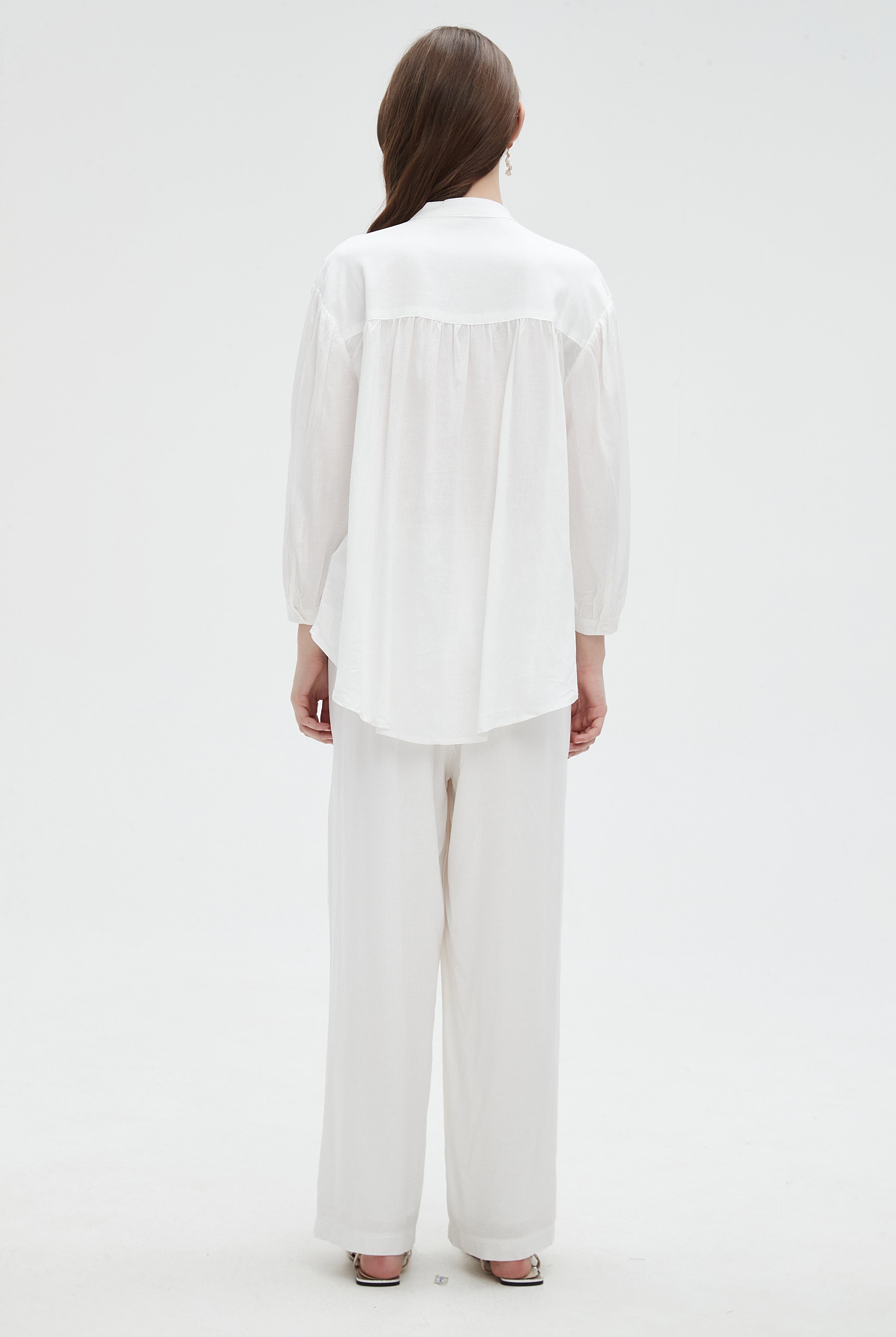 ميكا بلوزة نسائية سادة بأكمام طويلة