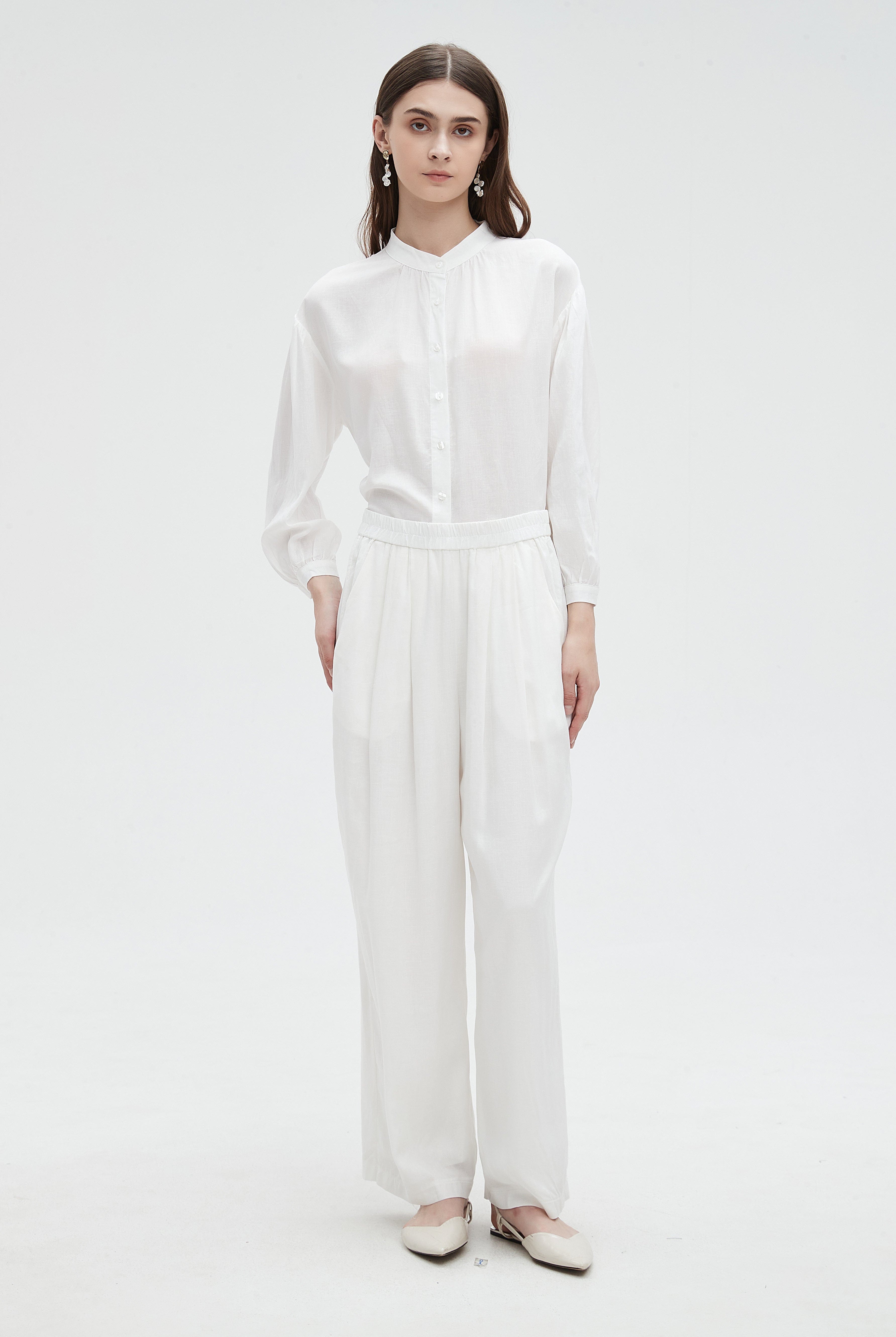 ميكا بلوزة نسائية سادة بأكمام طويلة