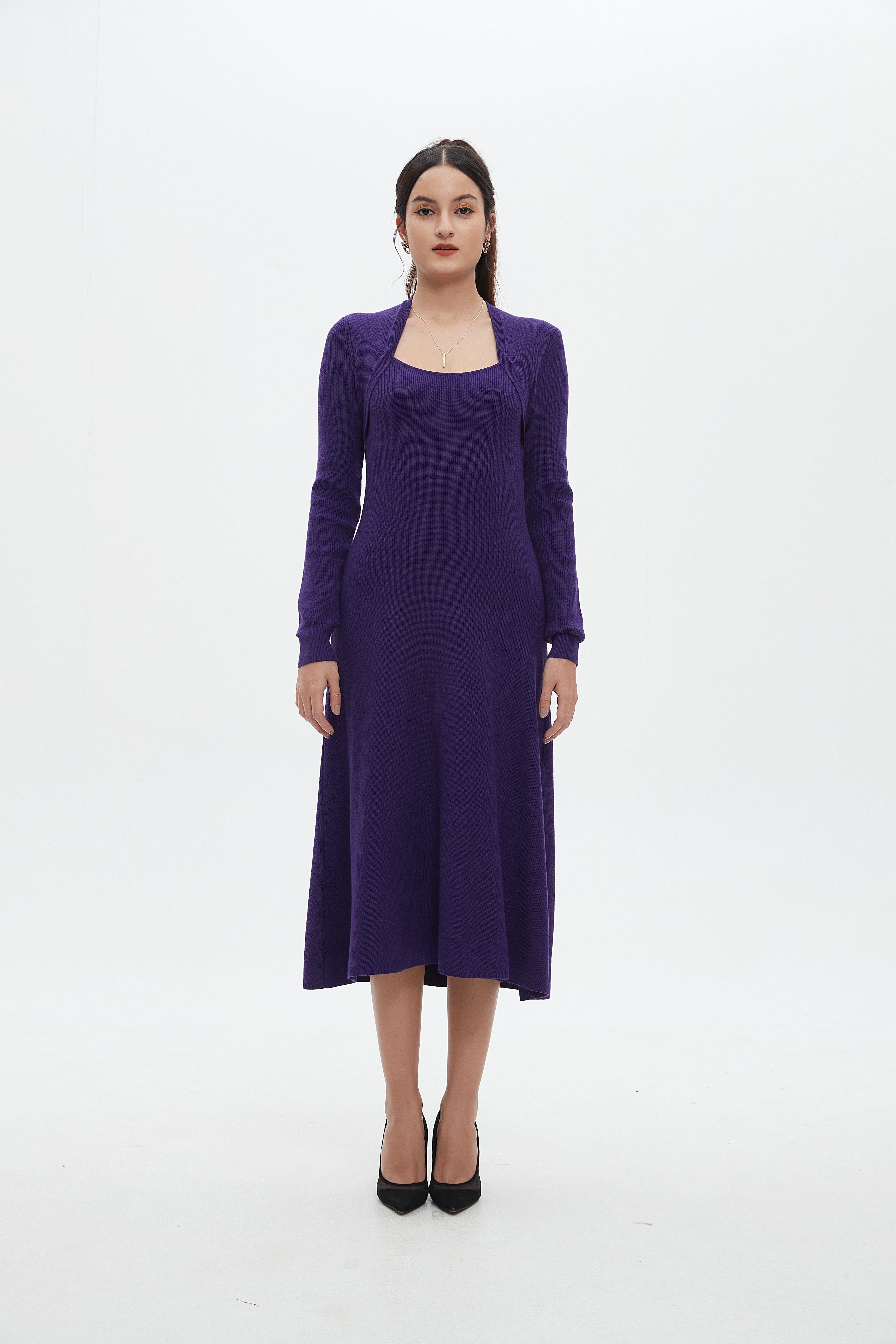 نتشي فستان مضلع ميدي كم طويل مخصر نسائي