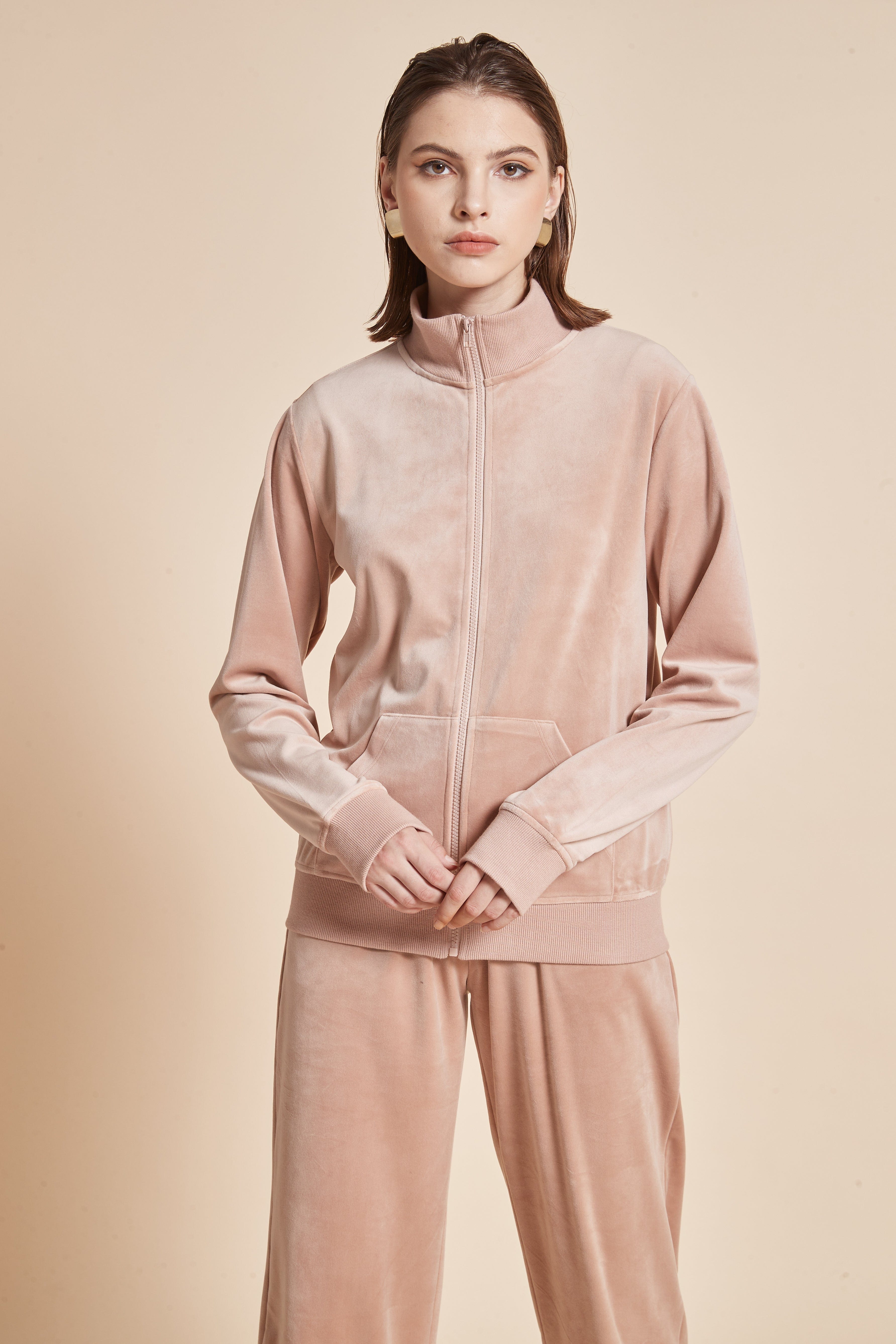 يولا جاكيت نسائي شتوي بسحاب أمامي وكم طويل مع جيوب أمامية