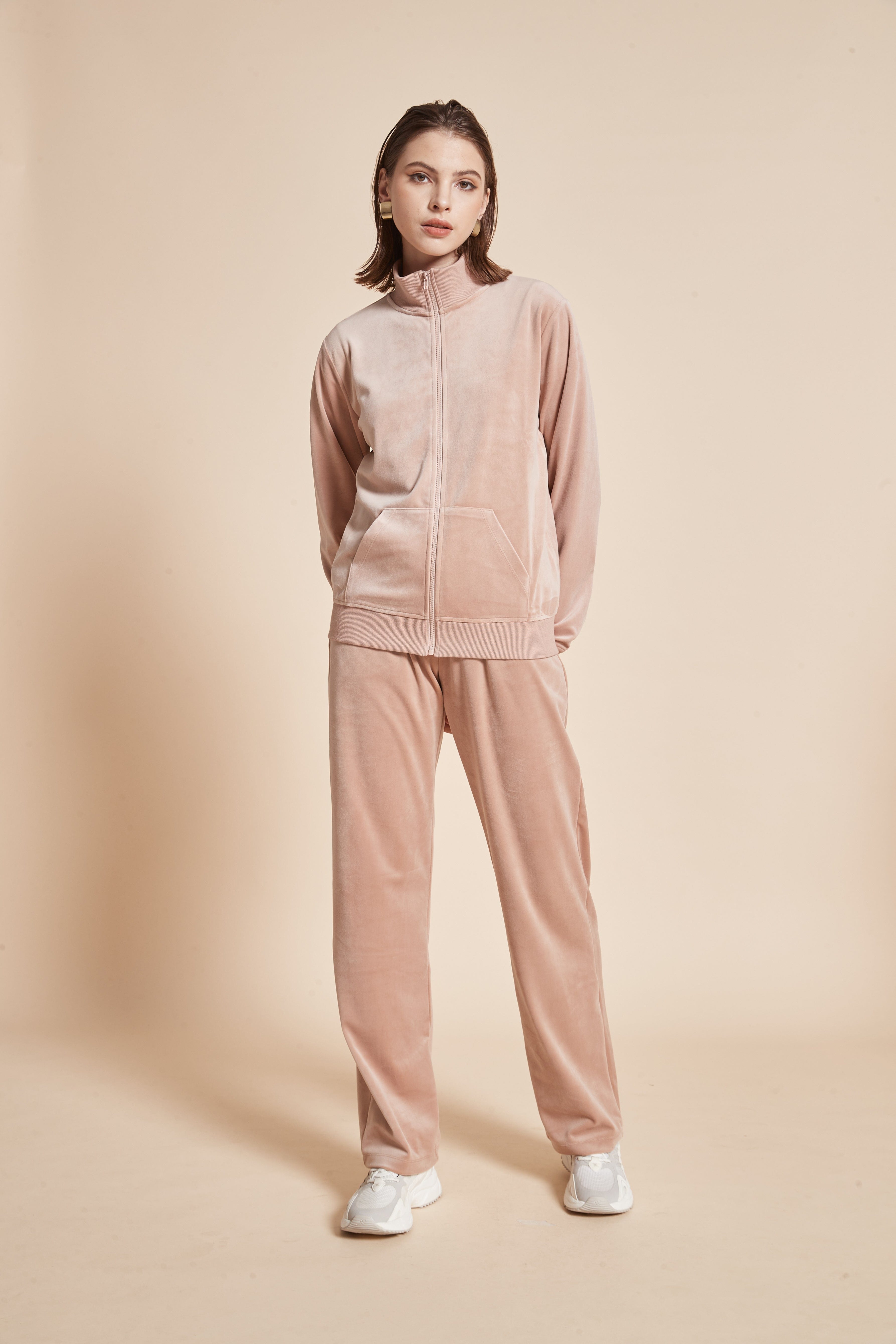 يولا جاكيت نسائي شتوي بسحاب أمامي وكم طويل مع جيوب أمامية