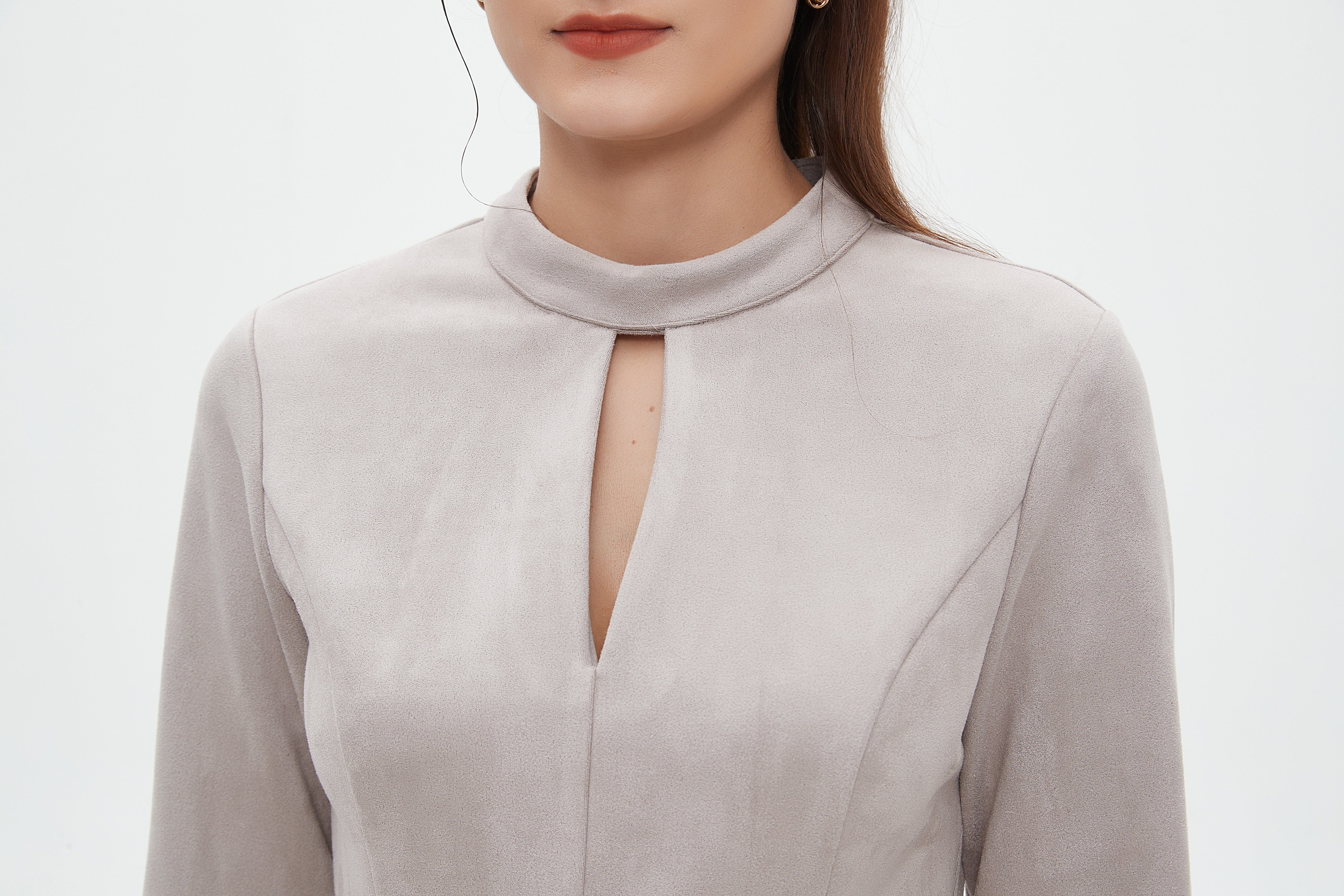 نتشي فستان ميدي بأكمام طويلة مفتوح من الأمام بحزام خصر