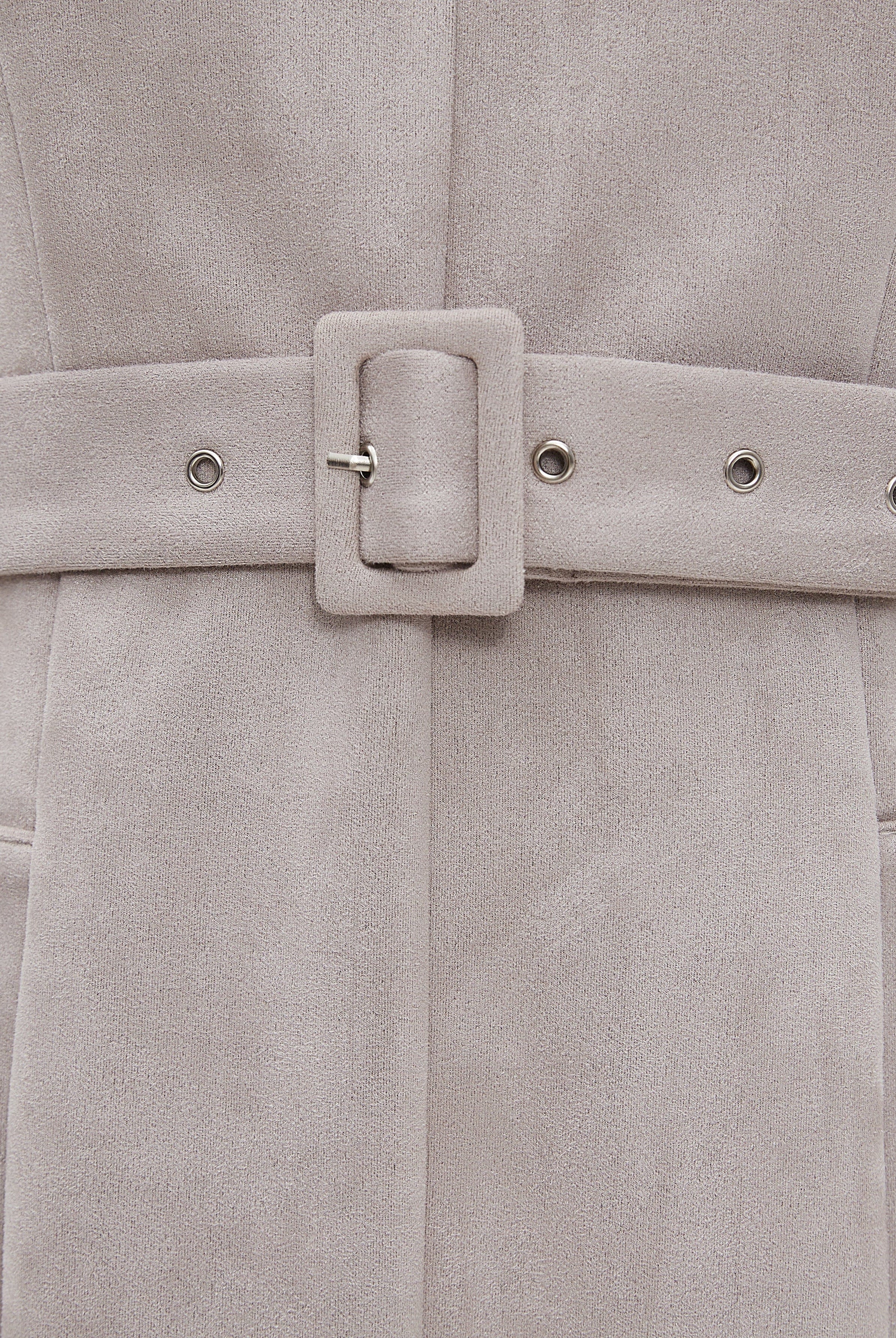 نتشي فستان ميدي بأكمام طويلة مفتوح من الأمام بحزام خصر