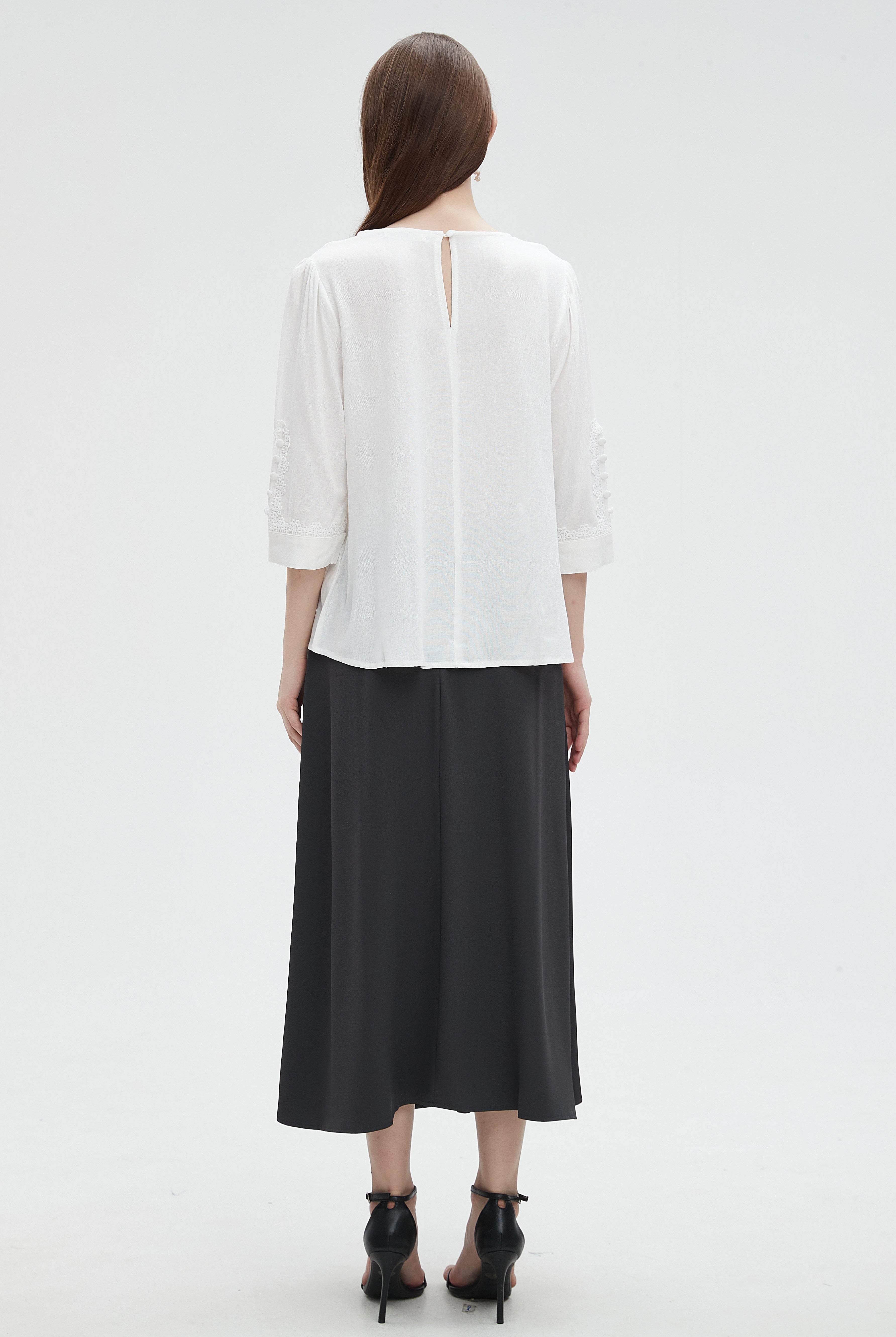 ميكا بلوزة نسائية 3/4 كم سادة