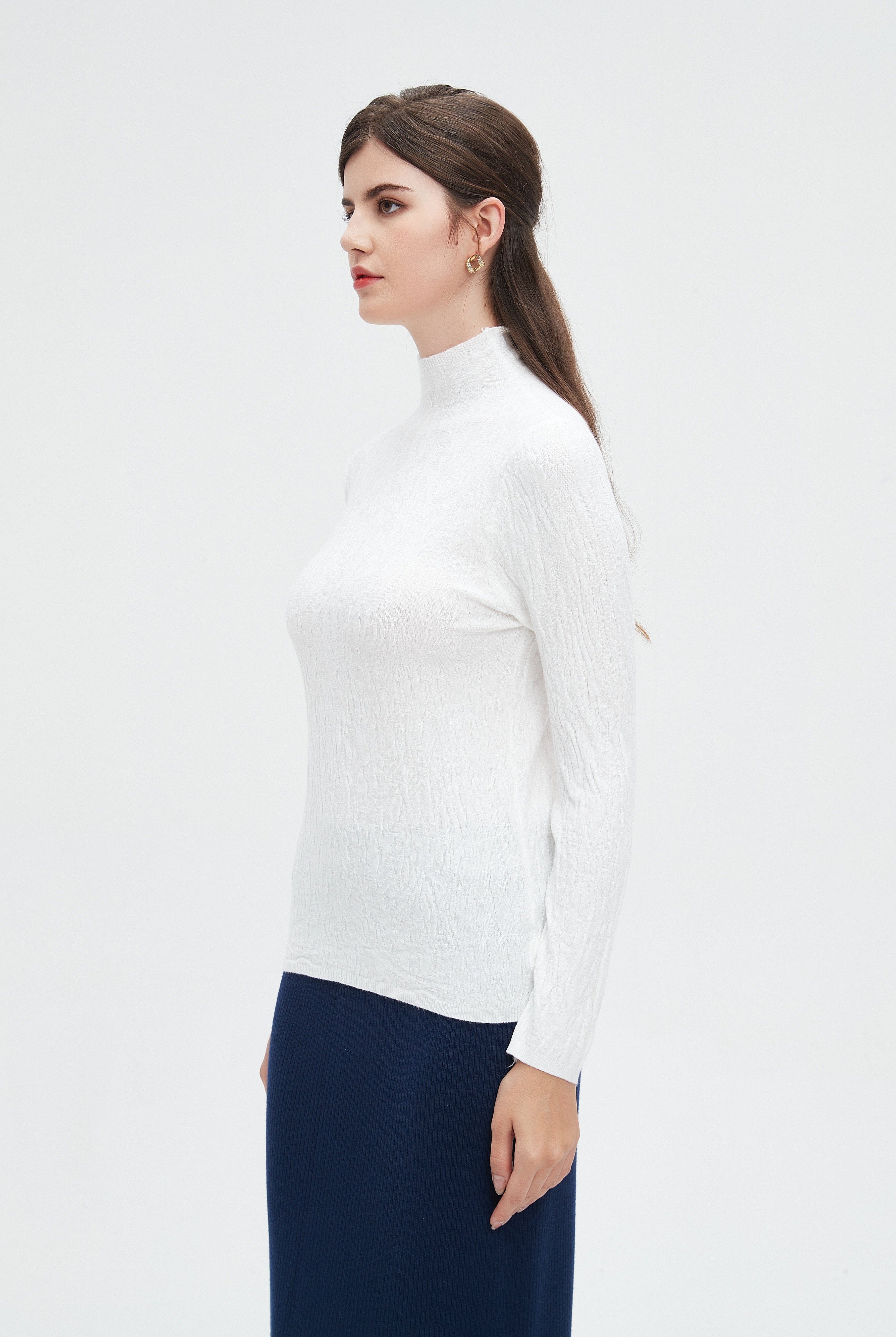 نتشي بلوزة نسائية بأكمام طويلة ورقبه عاليه