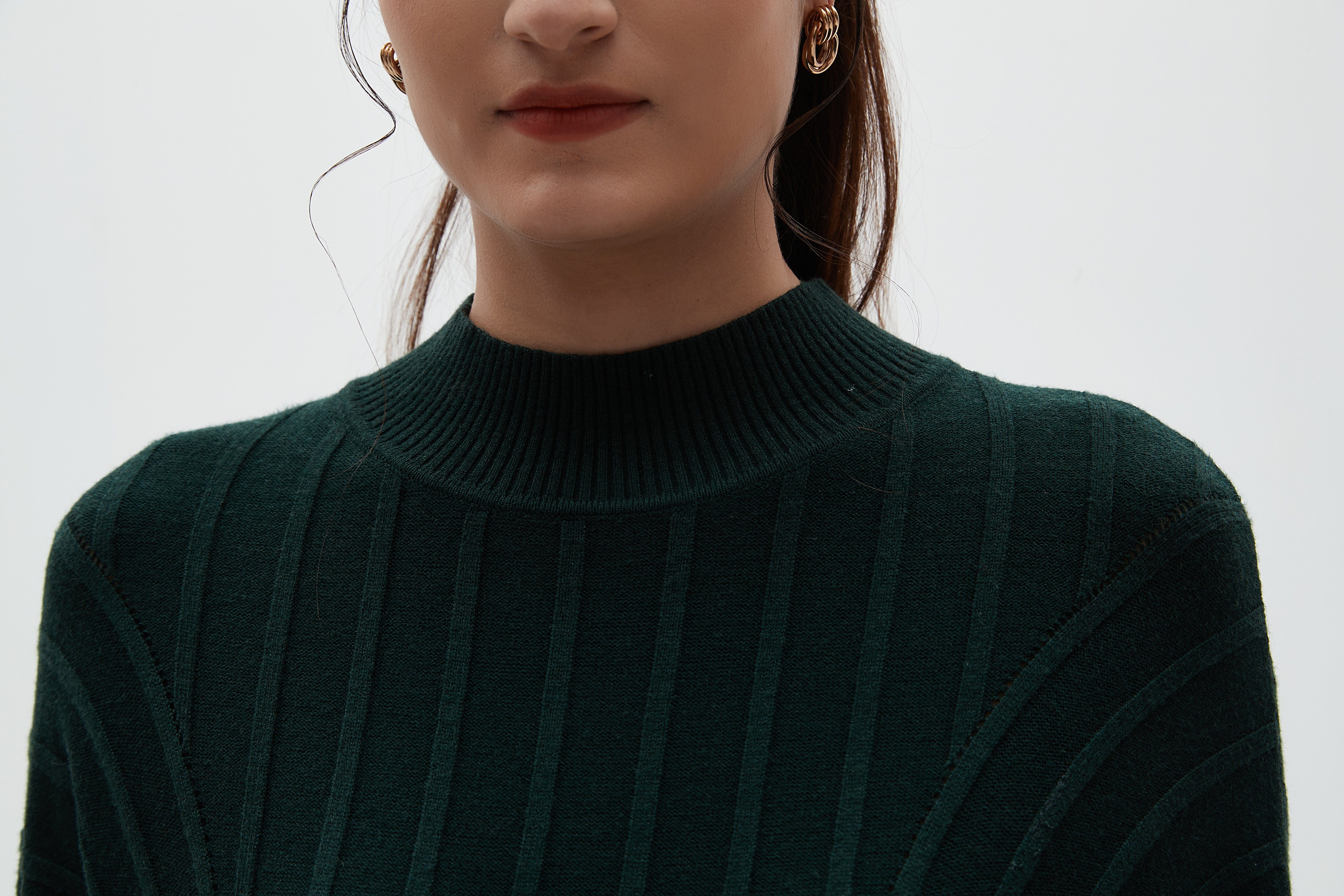 نتشي فستان مضلع سادة 3/4 كم ميدي نسائي