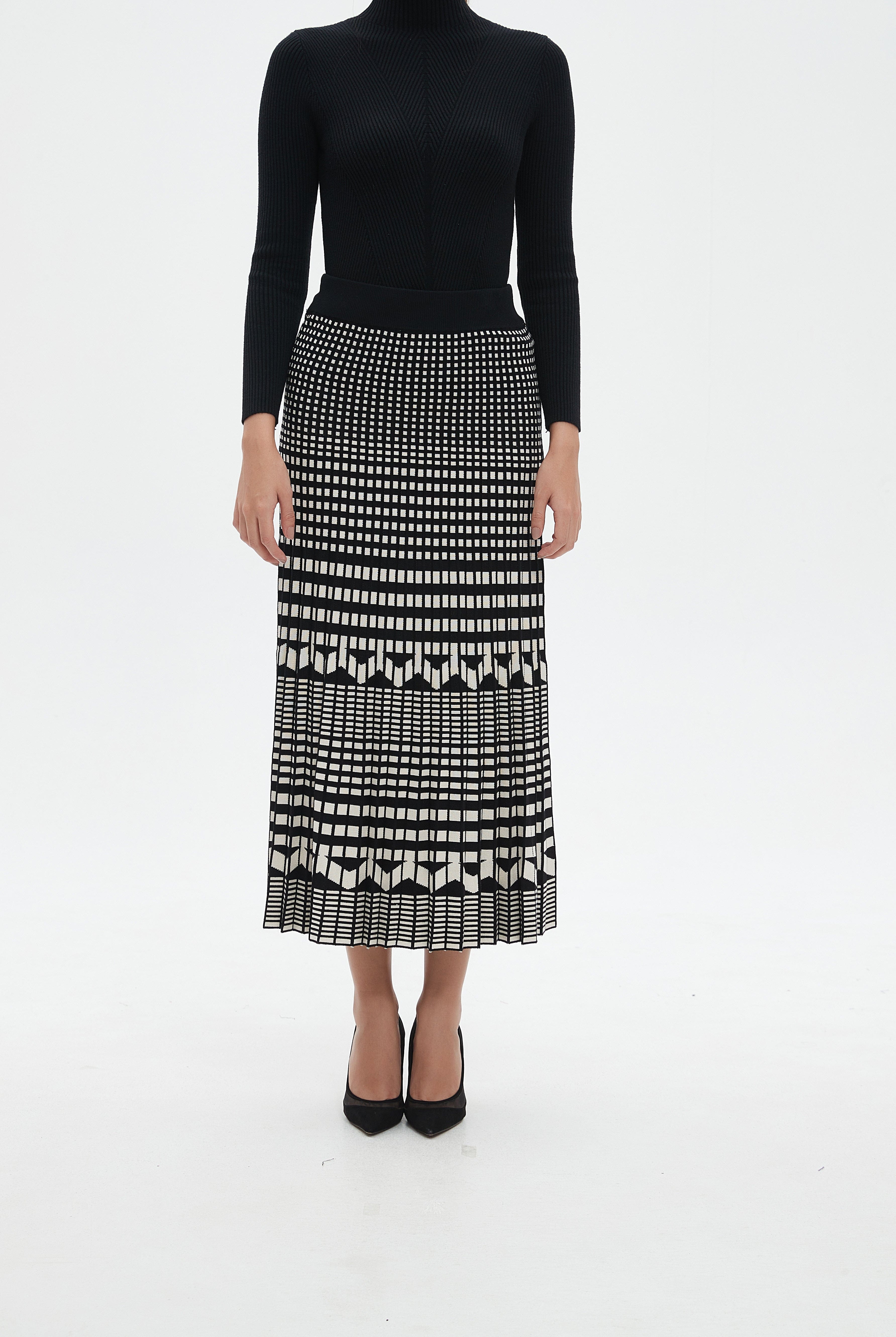 نتشي تنورة ميدي نسائية منسوجة