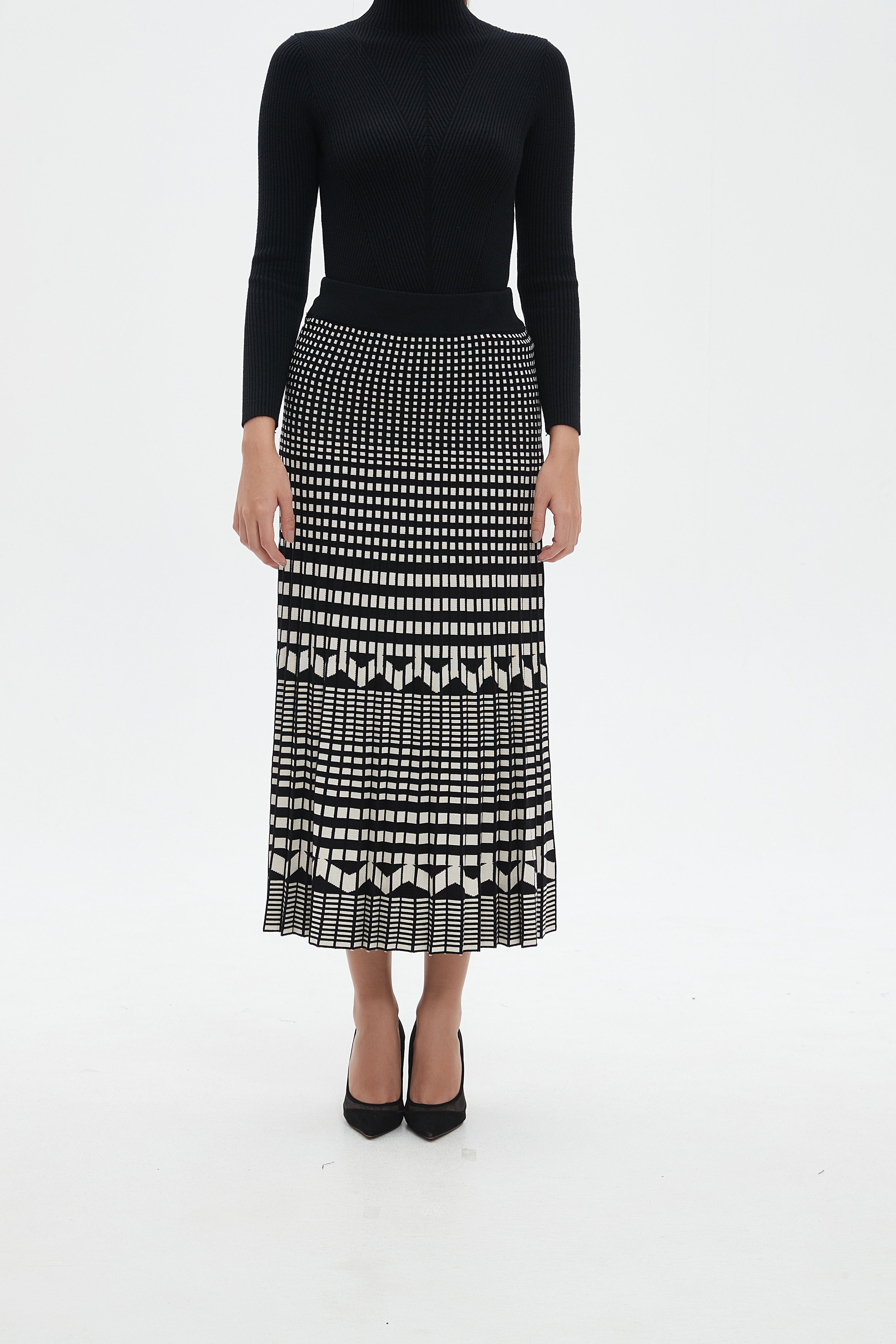 نتشي تنورة ميدي نسائية منسوجة