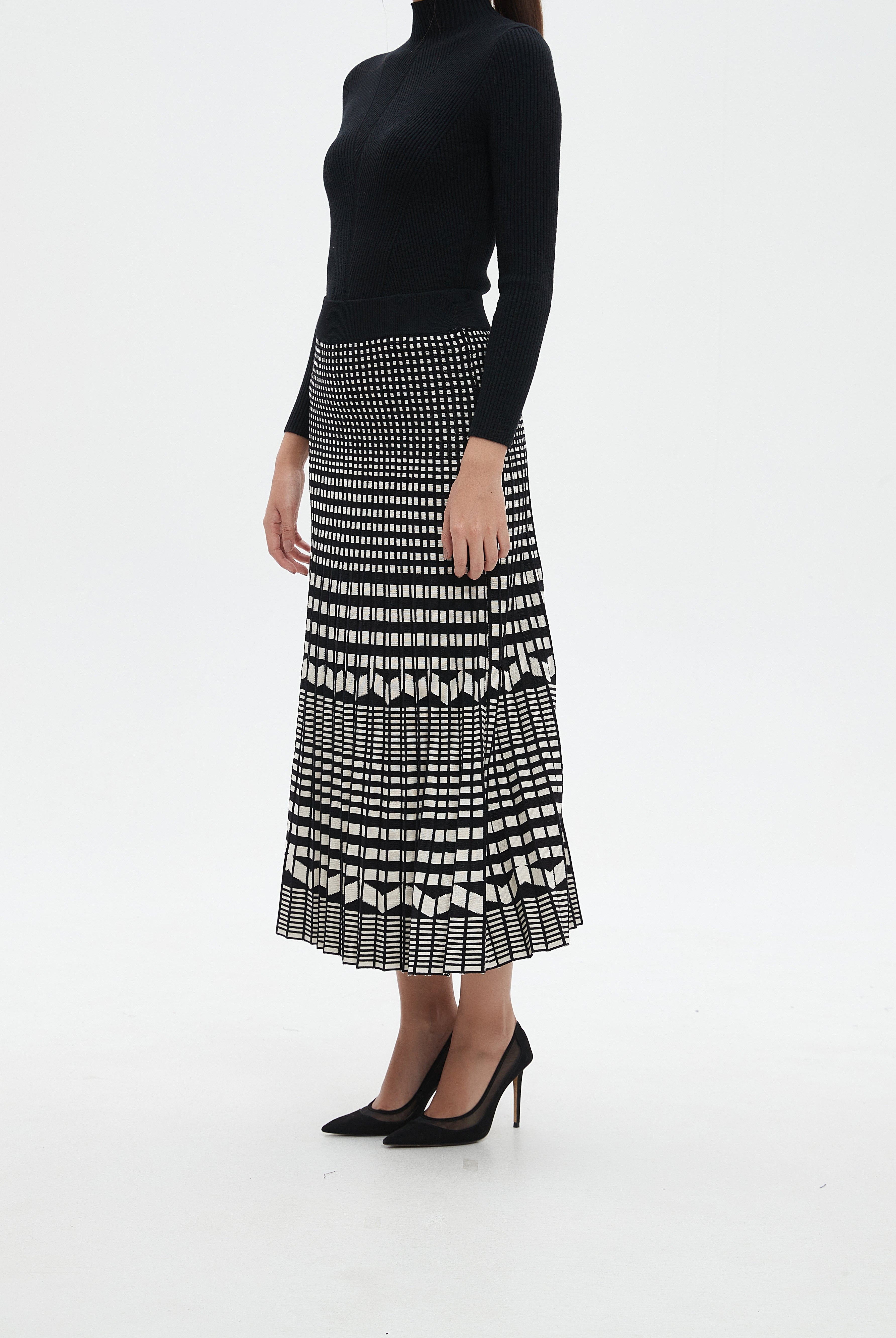 نتشي تنورة ميدي نسائية منسوجة