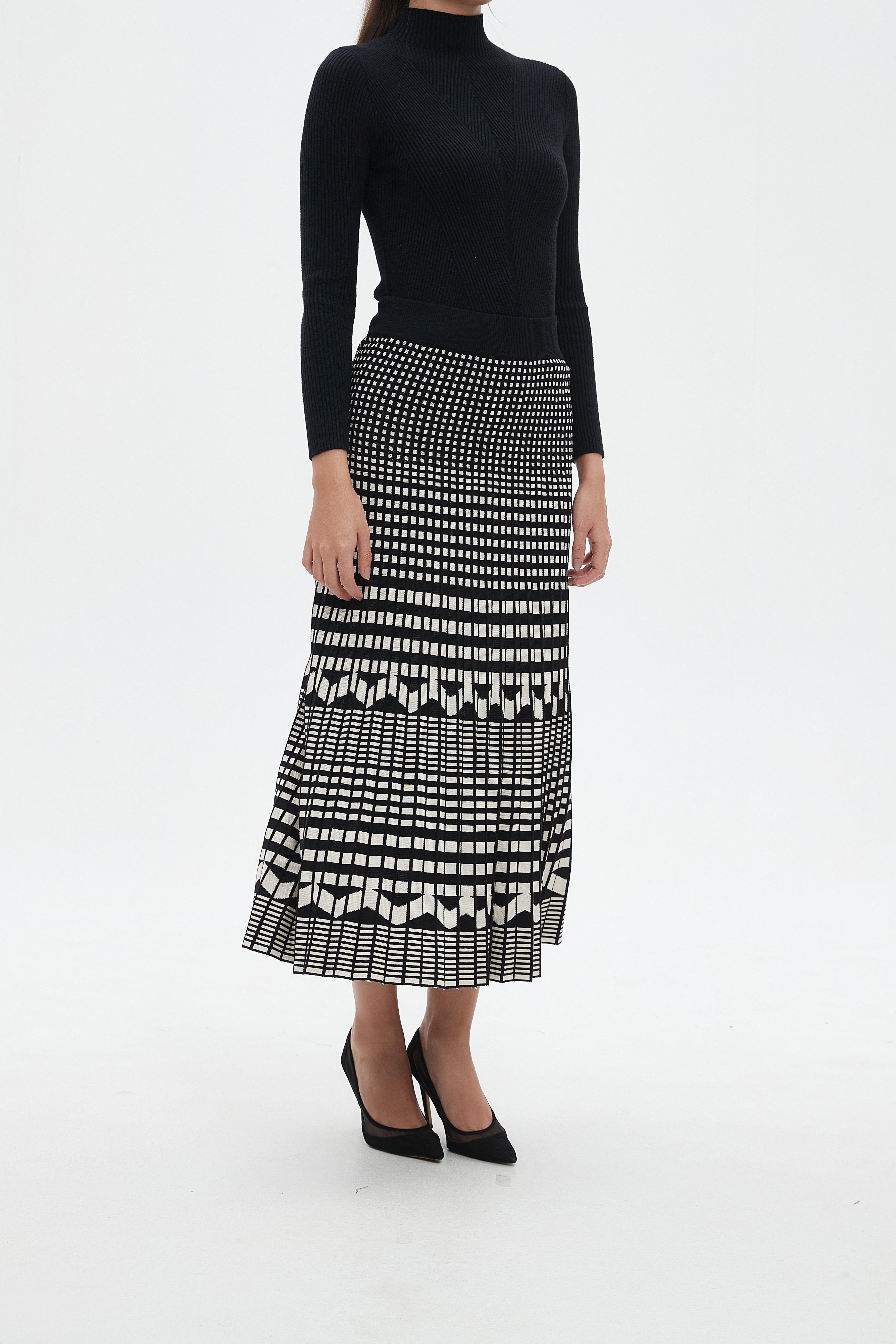 نتشي تنورة ميدي نسائية منسوجة