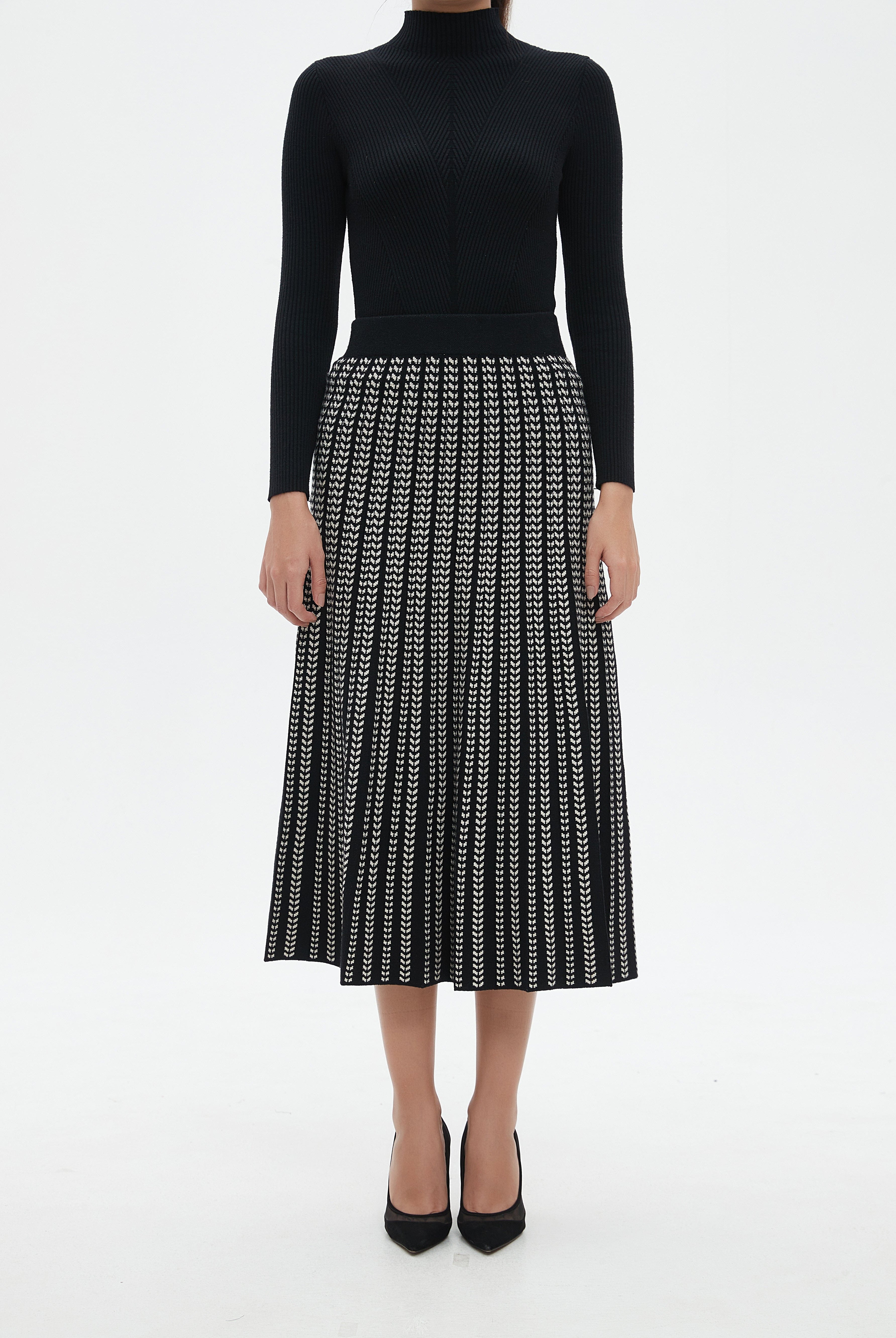 نتشي تنورة ميدي واسعة منقوشة نسائي