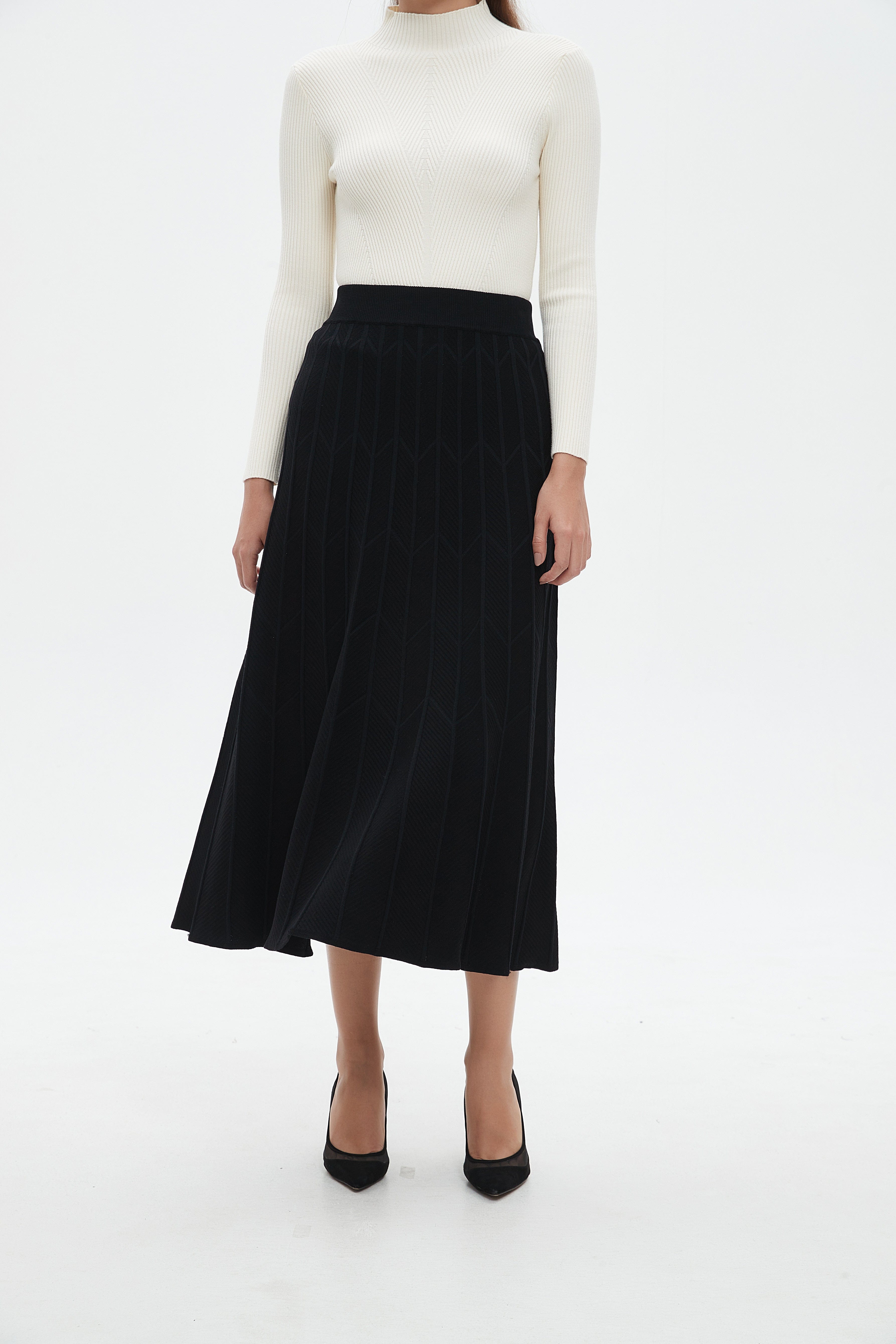 نتشي تنورة ميدي نسائية مضلعة بالطول