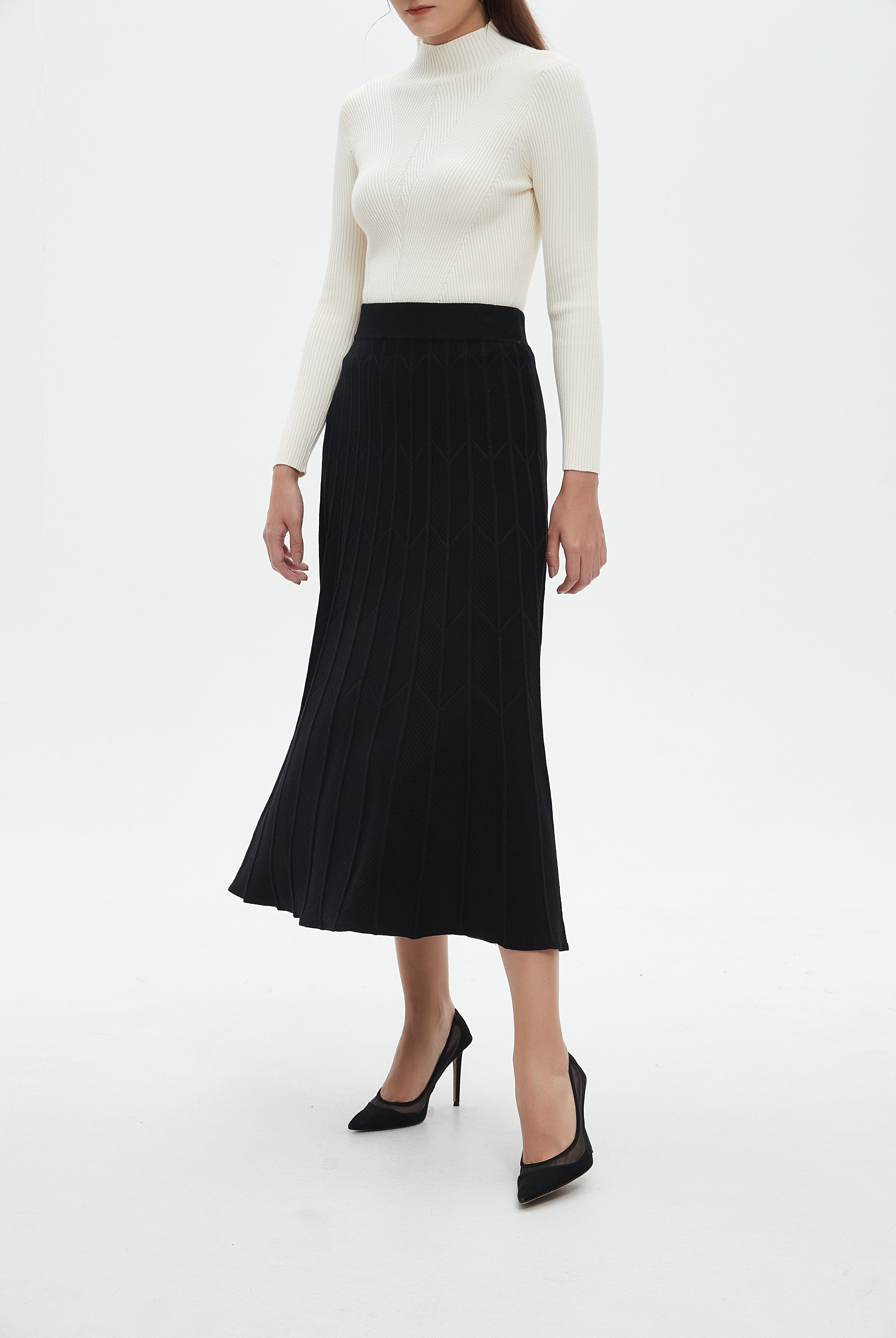 نتشي تنورة ميدي نسائية مضلعة بالطول