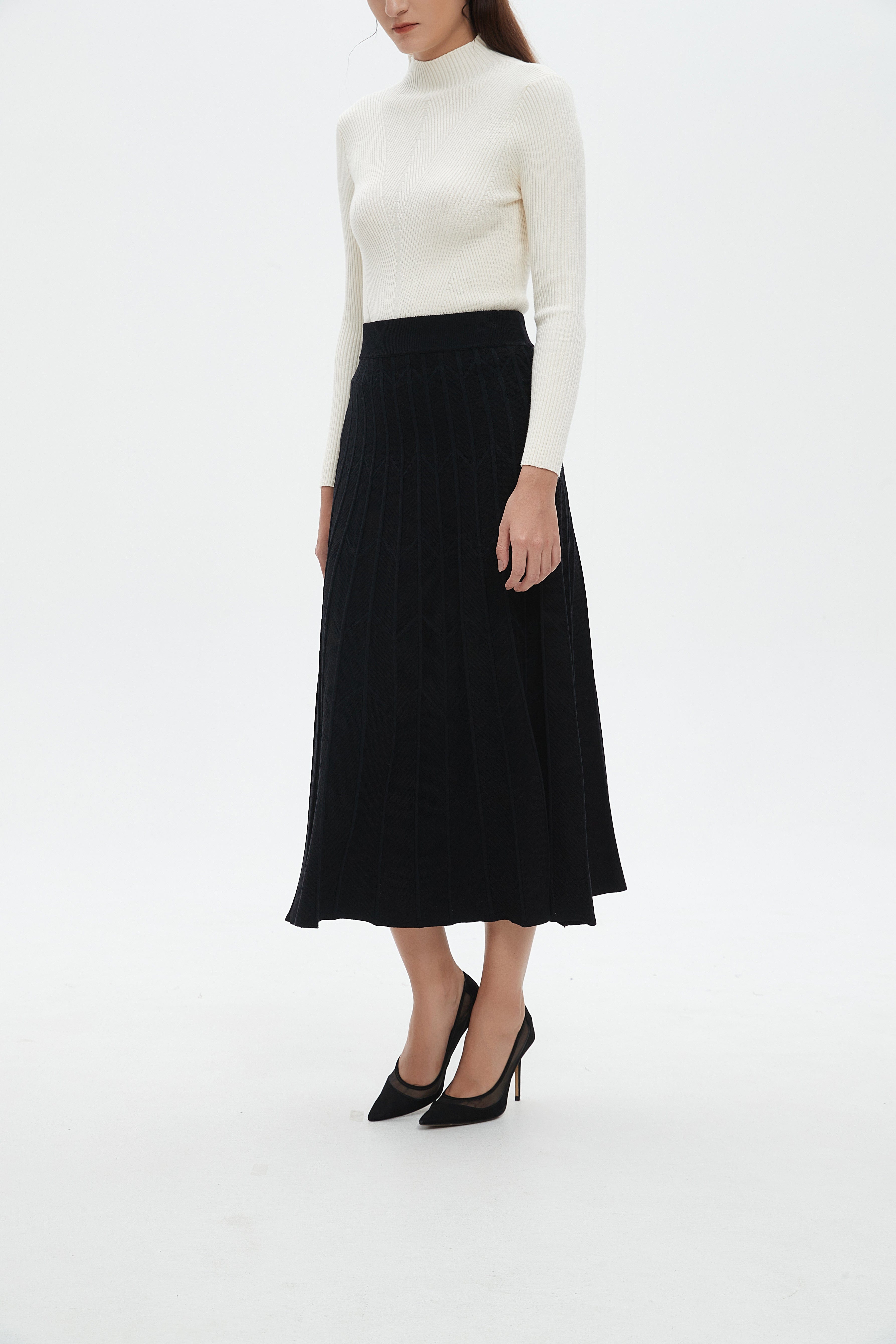 نتشي تنورة ميدي نسائية مضلعة بالطول