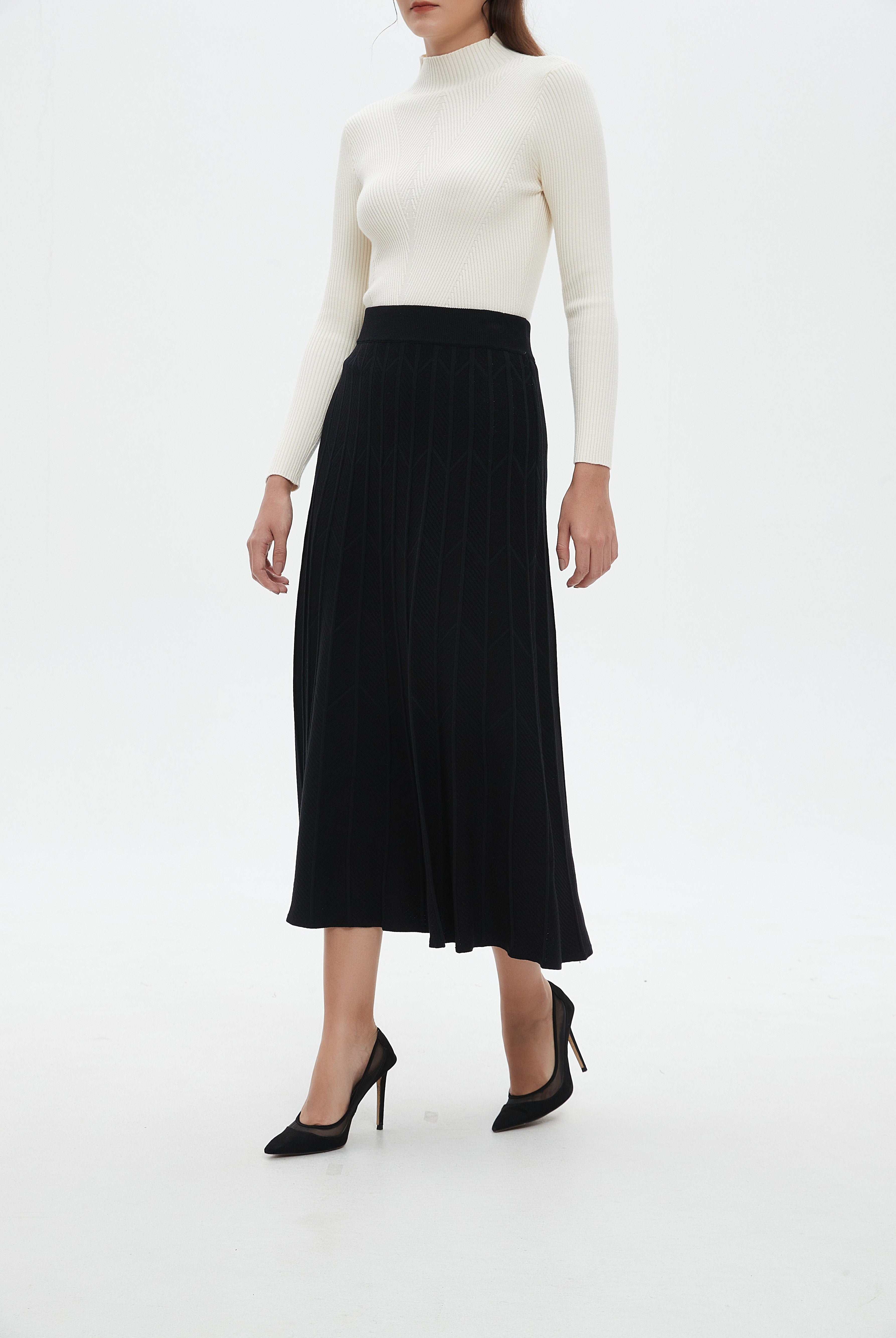 نتشي تنورة ميدي نسائية مضلعة بالطول