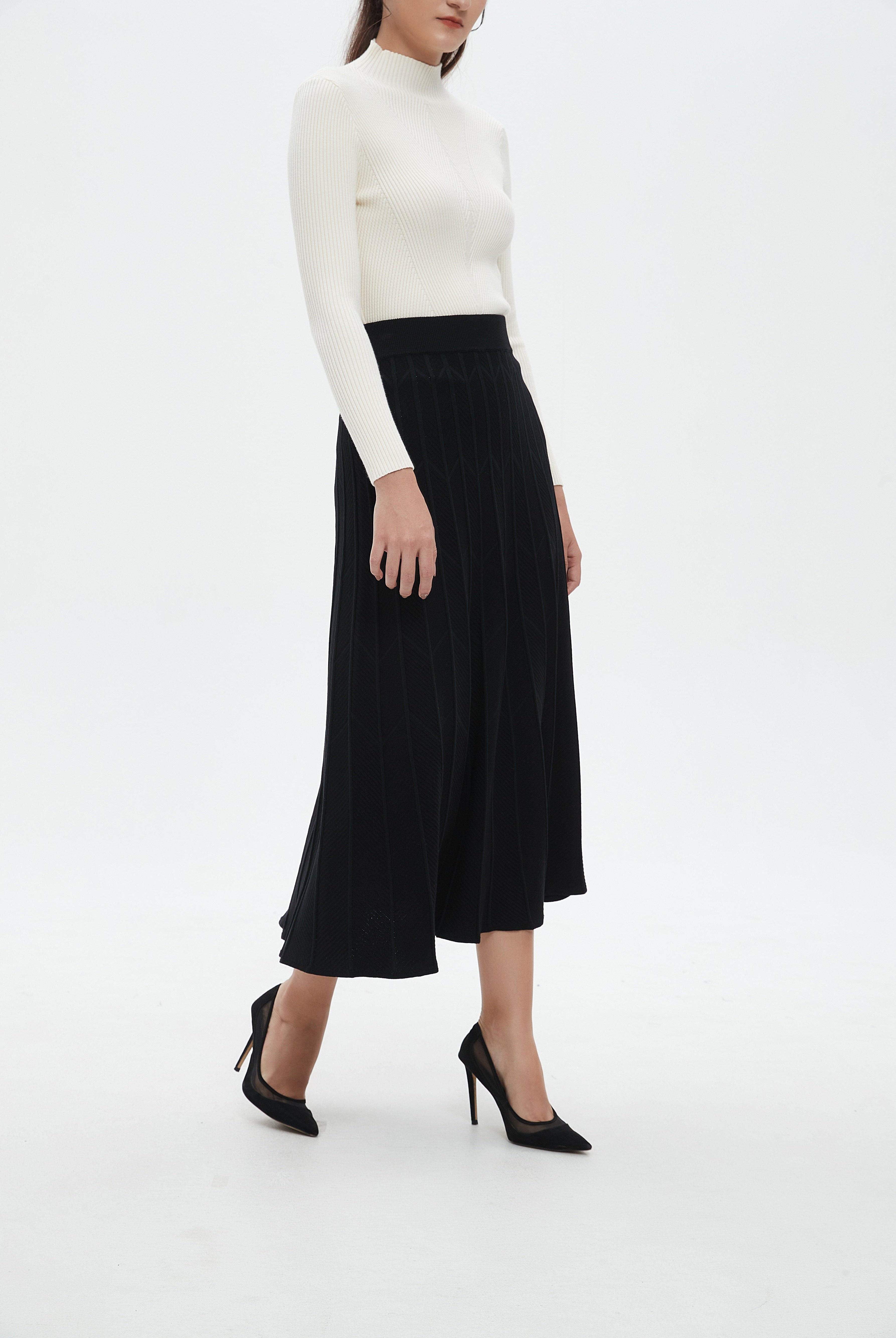 نتشي تنورة ميدي نسائية مضلعة بالطول