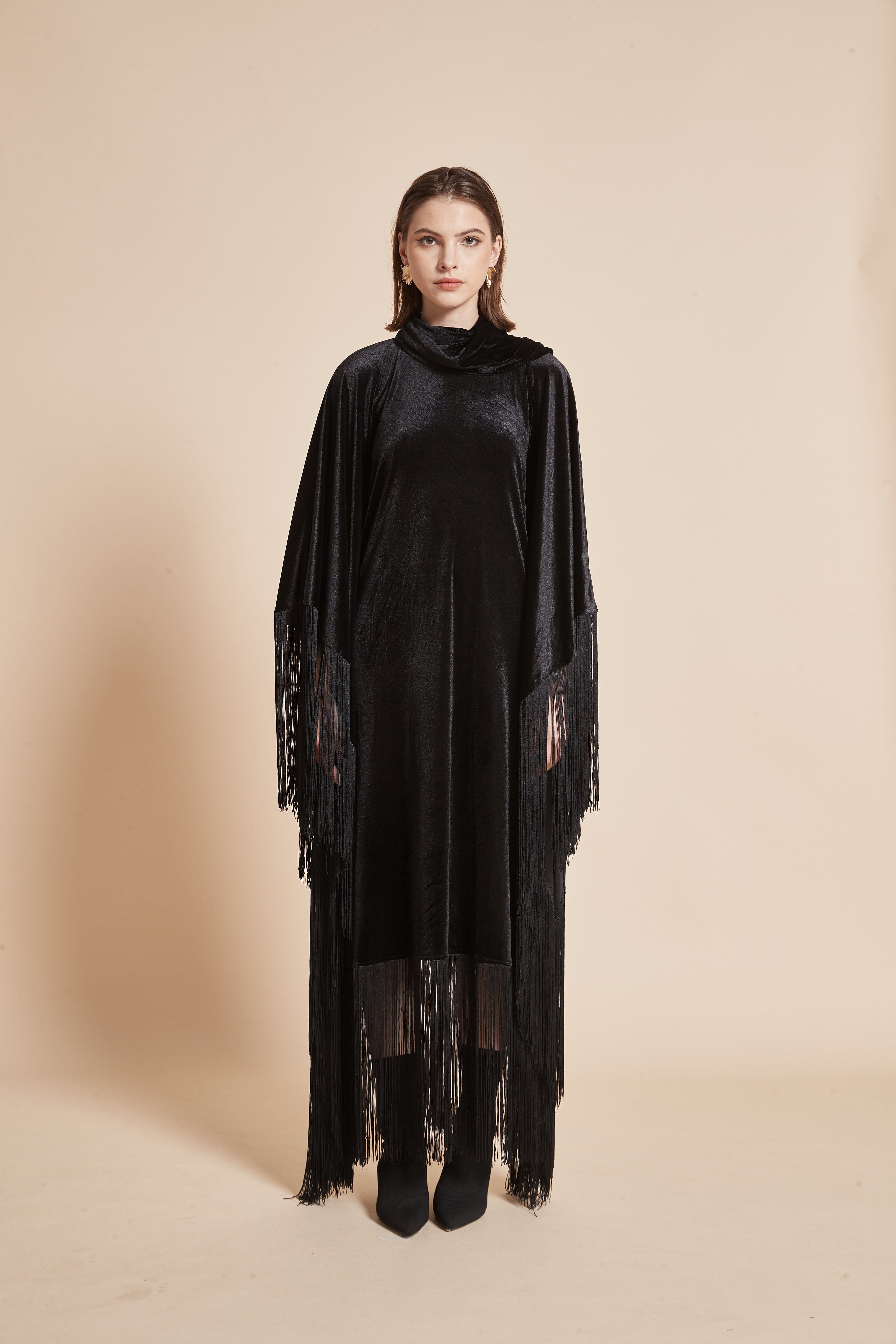 يولا فستان نسائي شتوى مخملي بقصة فراشة