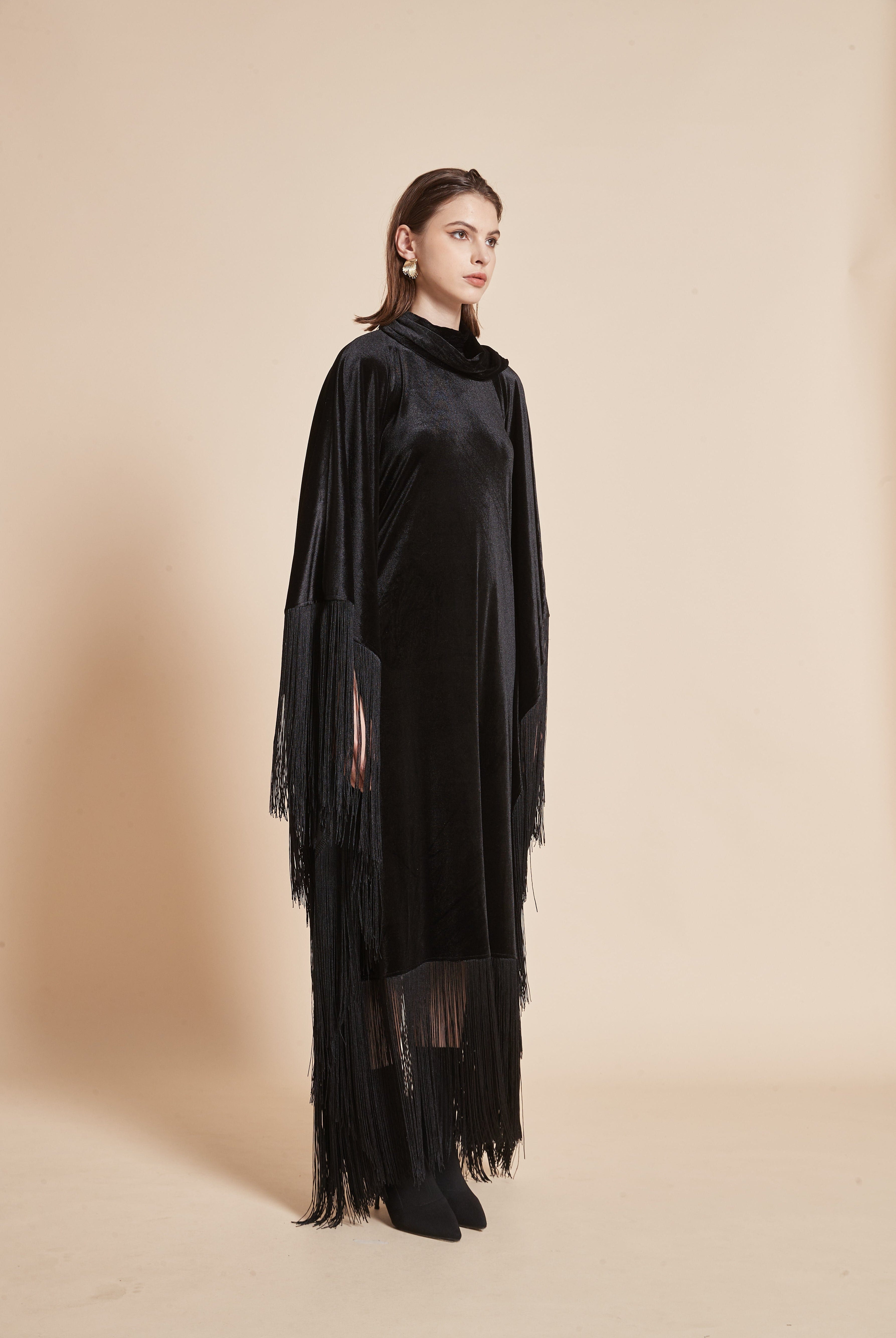 يولا فستان نسائي شتوى مخملي بقصة فراشة