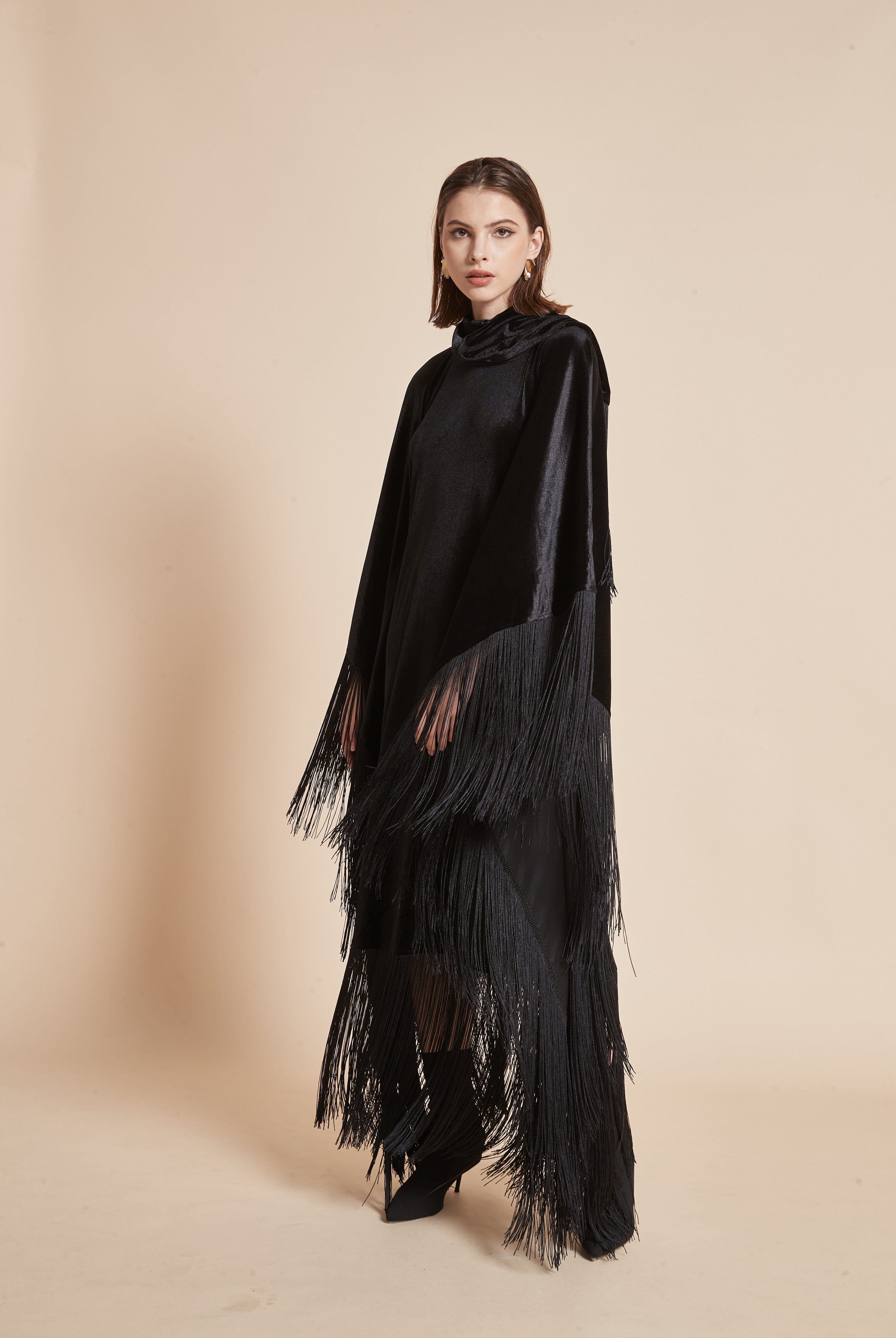 يولا فستان نسائي شتوى مخملي بقصة فراشة