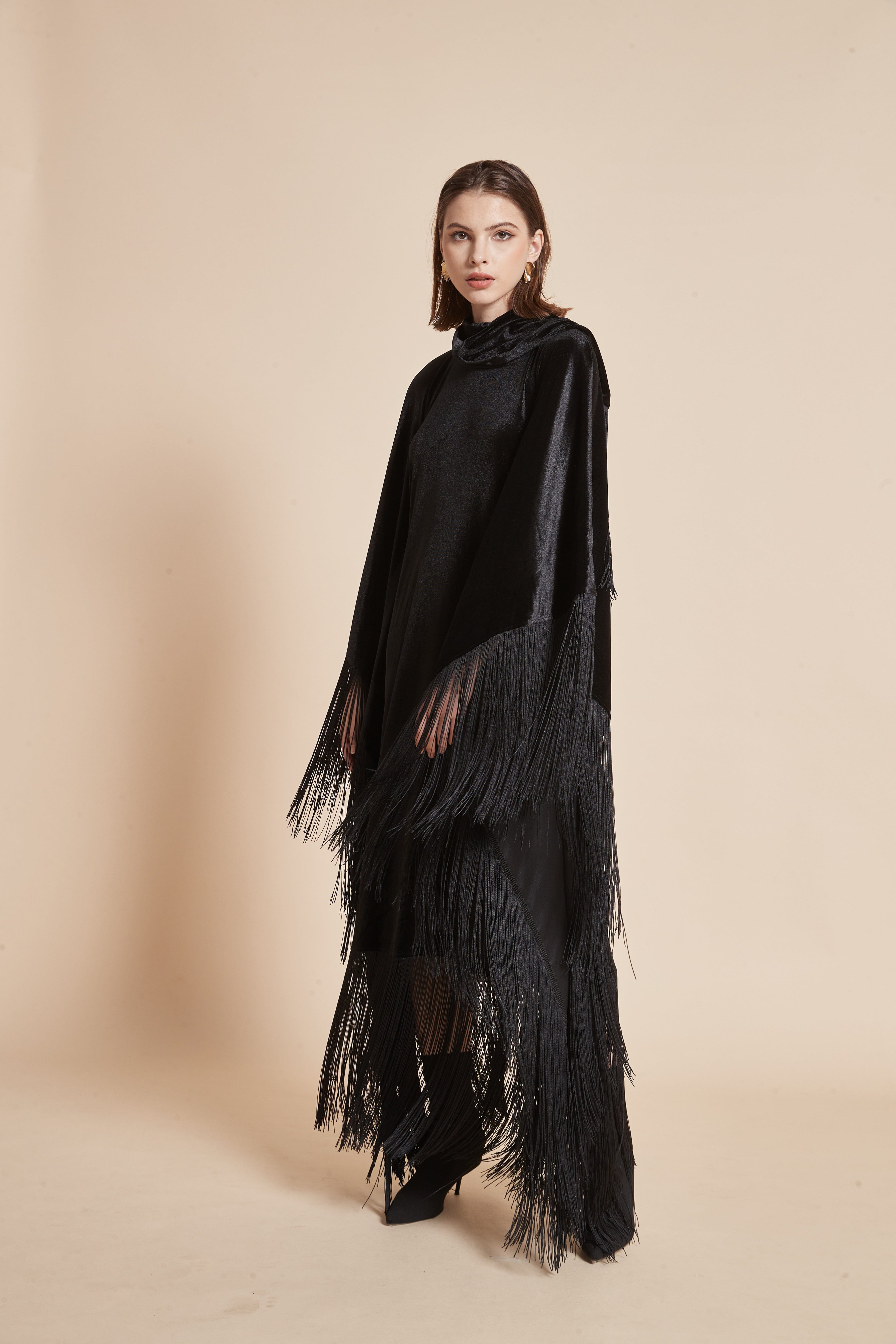 يولا فستان نسائي شتوى مخملي بقصة فراشة