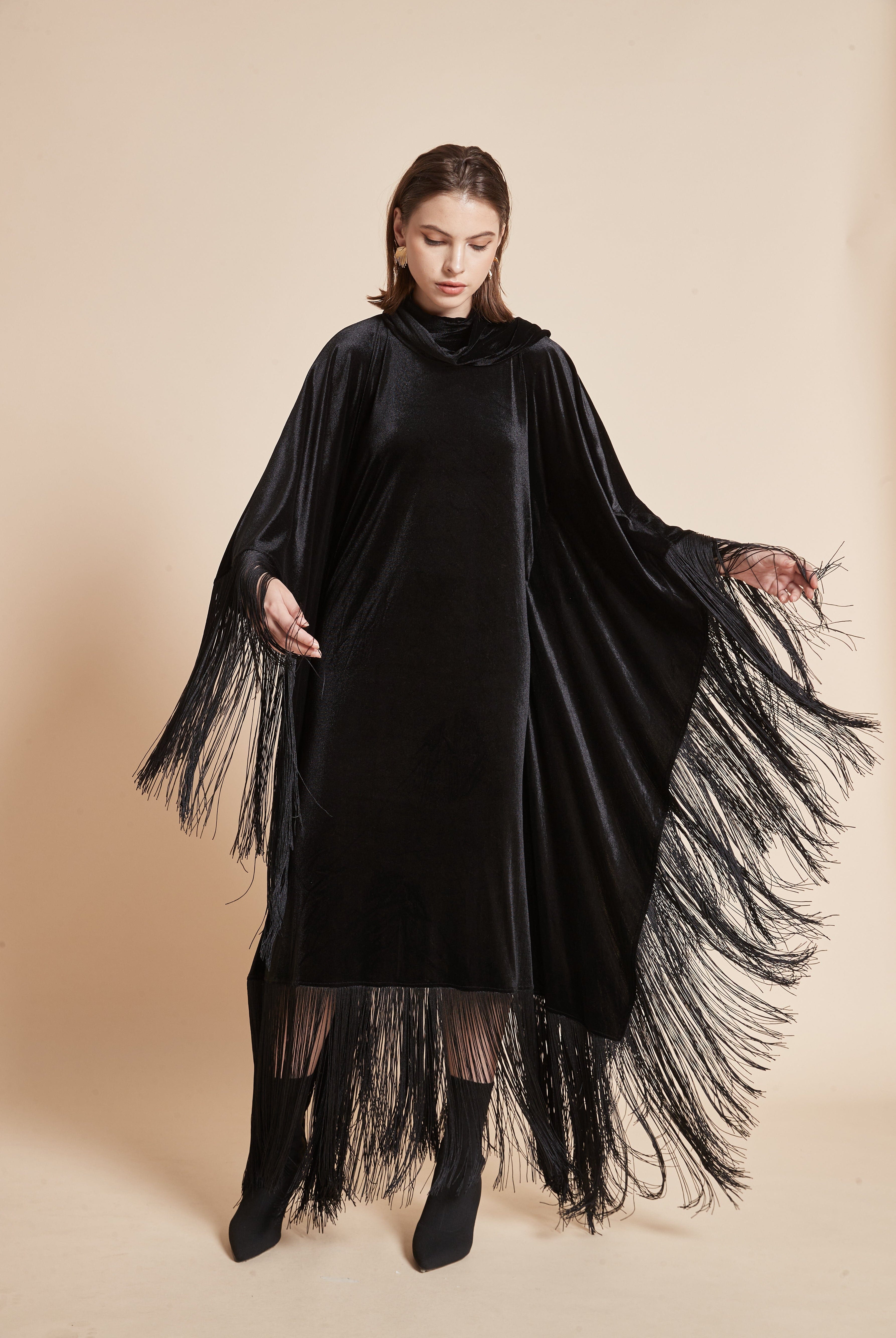 يولا فستان نسائي شتوى مخملي بقصة فراشة