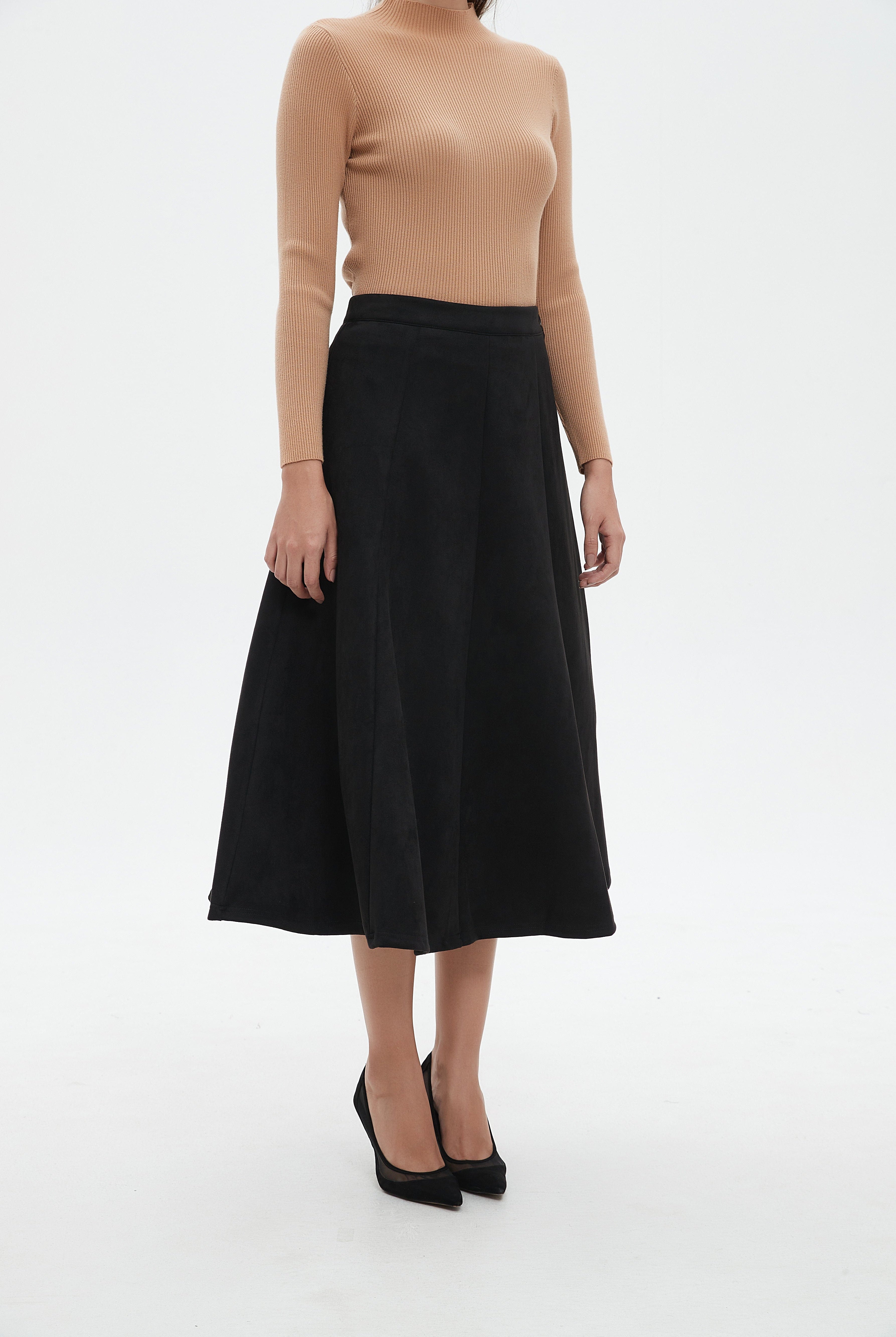 نتشي تنورة ميدي نسائية كلوش سادة