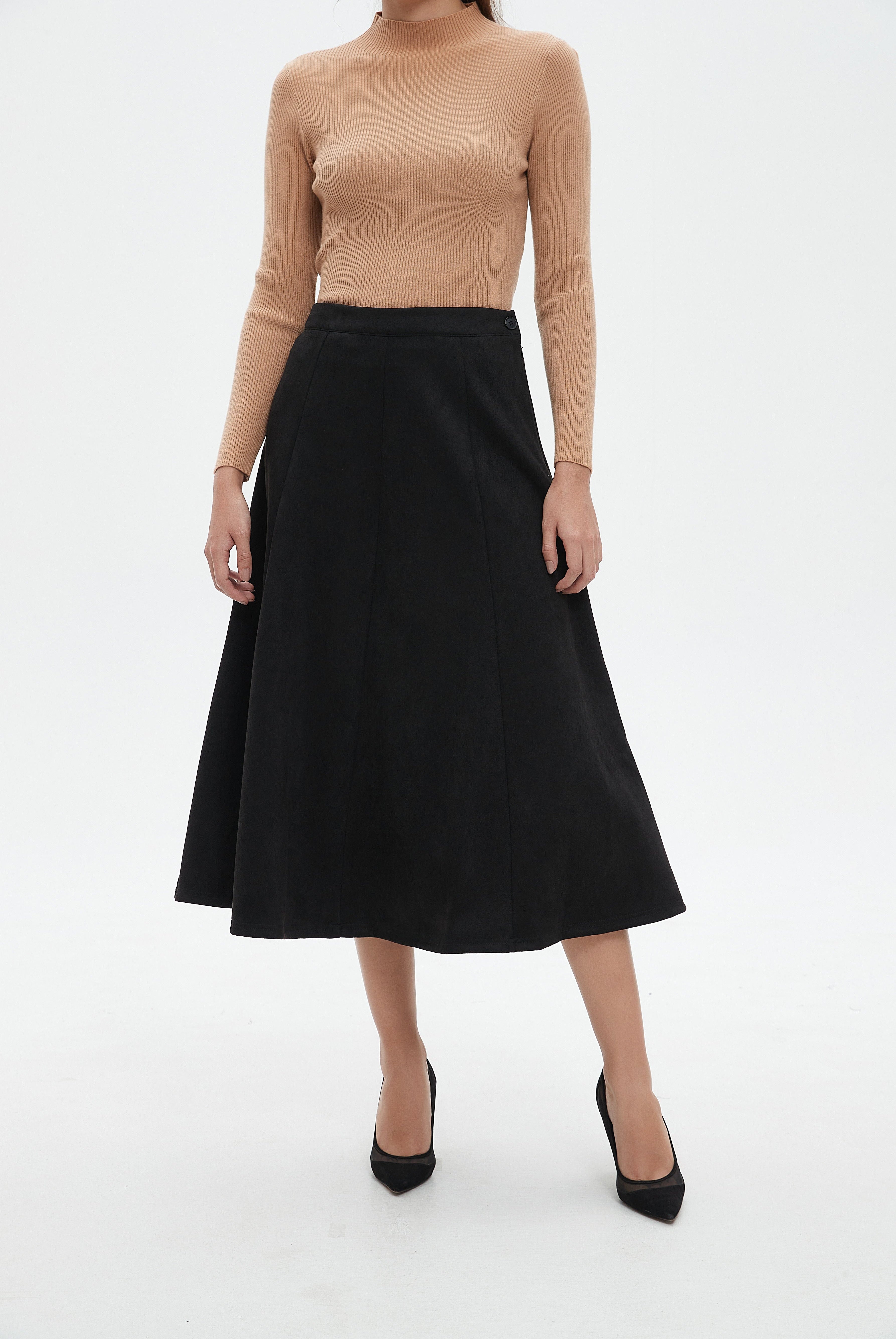 نتشي تنورة ميدي نسائية كلوش سادة