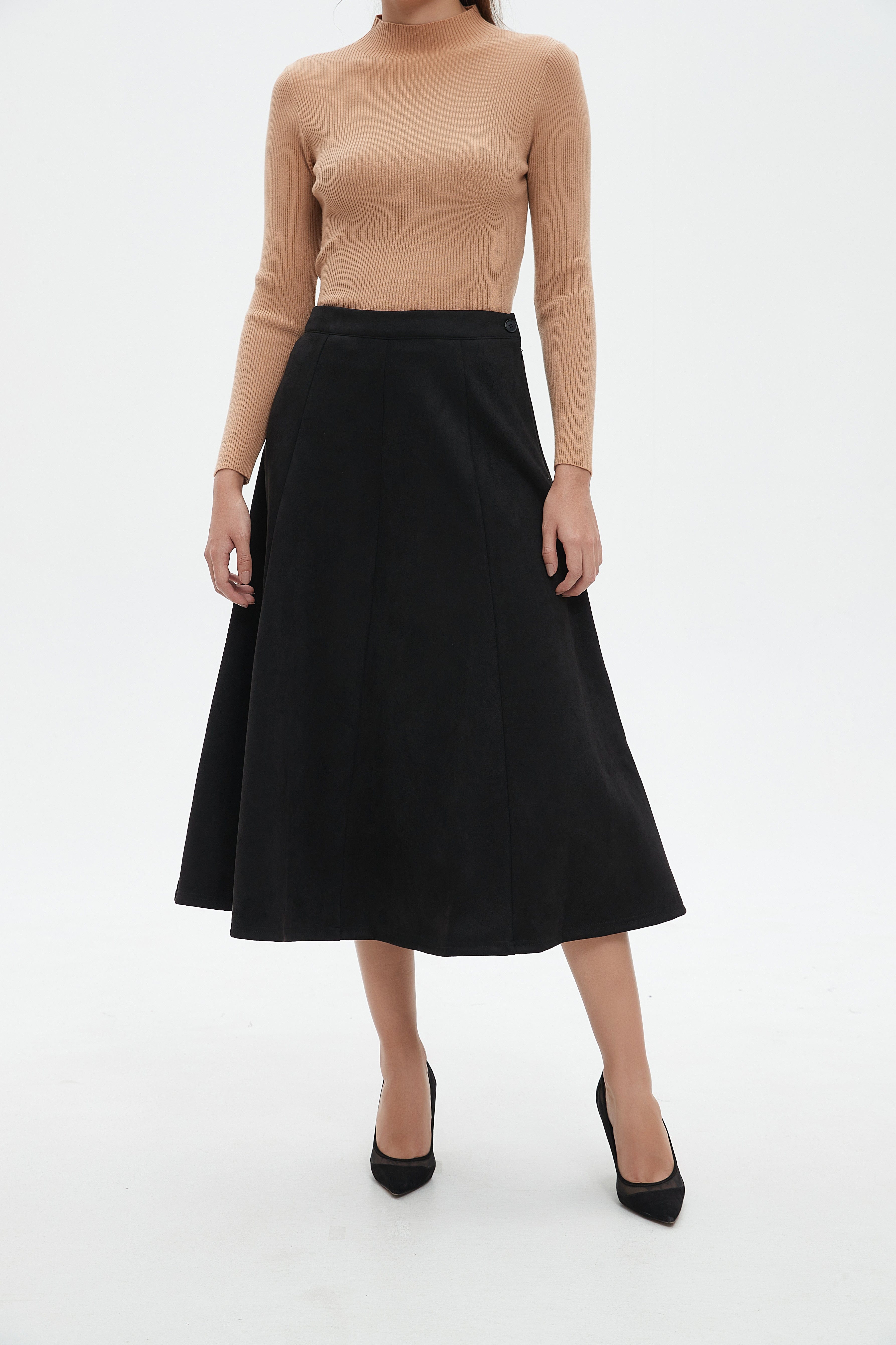 نتشي تنورة ميدي نسائية كلوش سادة