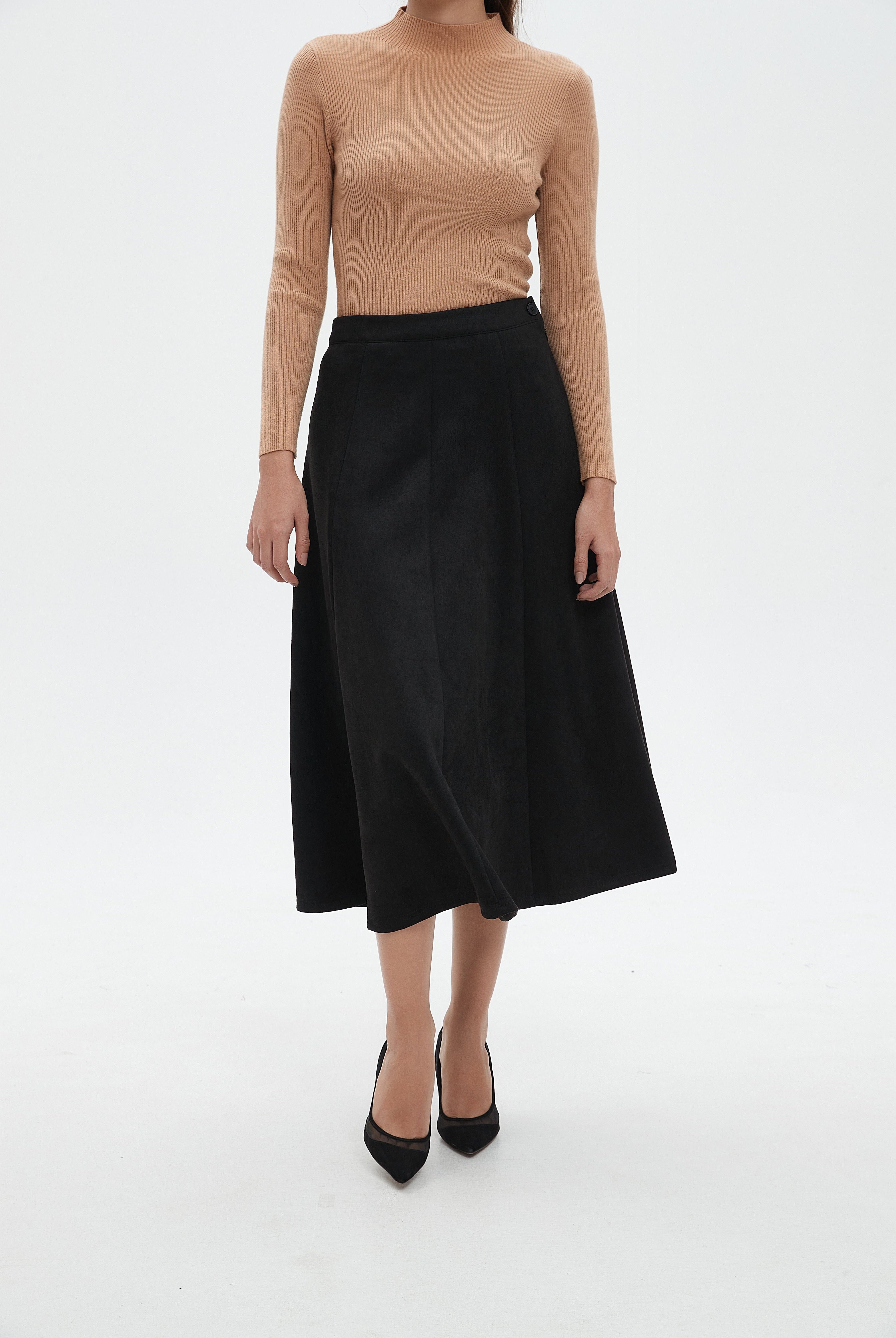 نتشي تنورة ميدي نسائية كلوش سادة