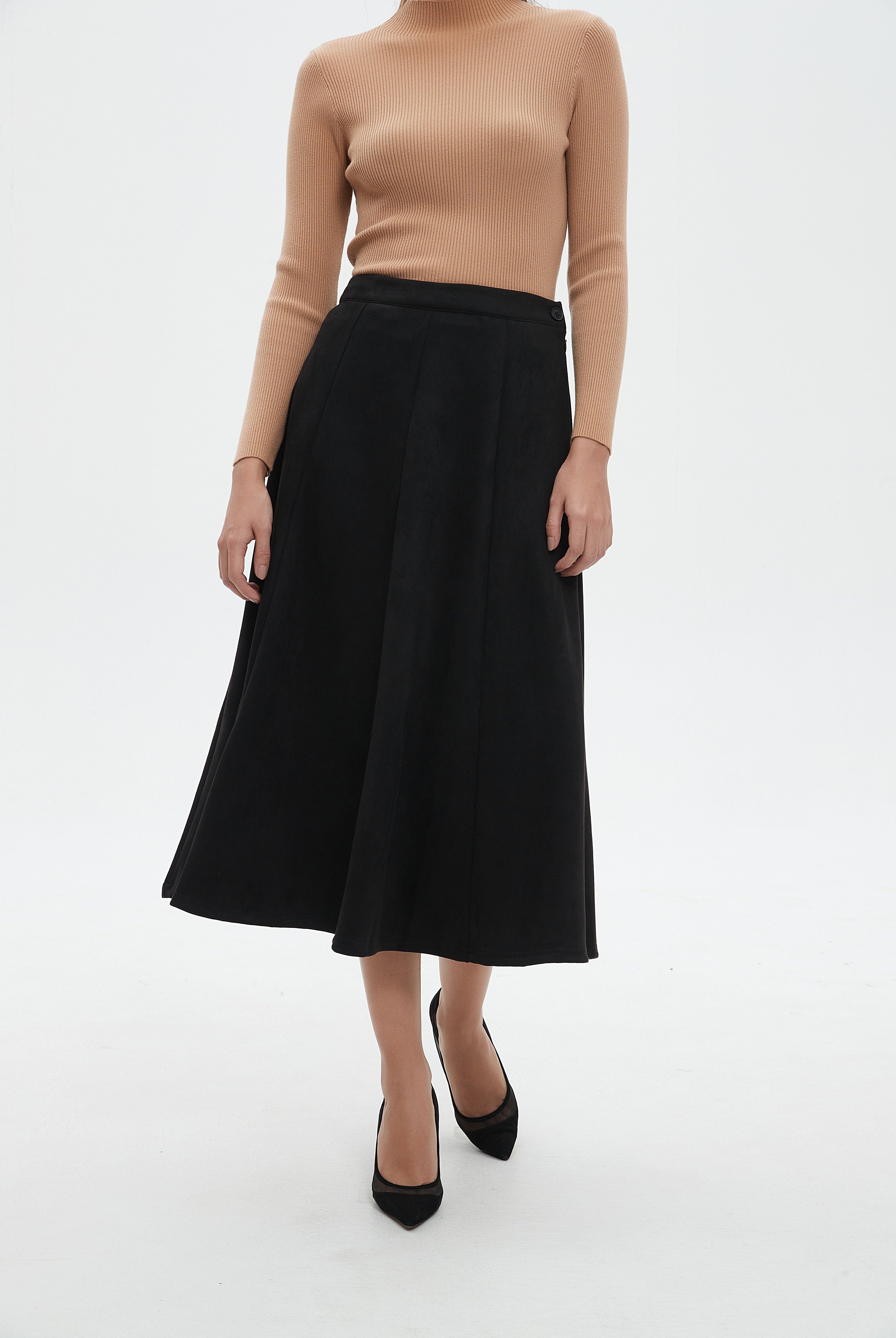 نتشي تنورة ميدي نسائية كلوش سادة