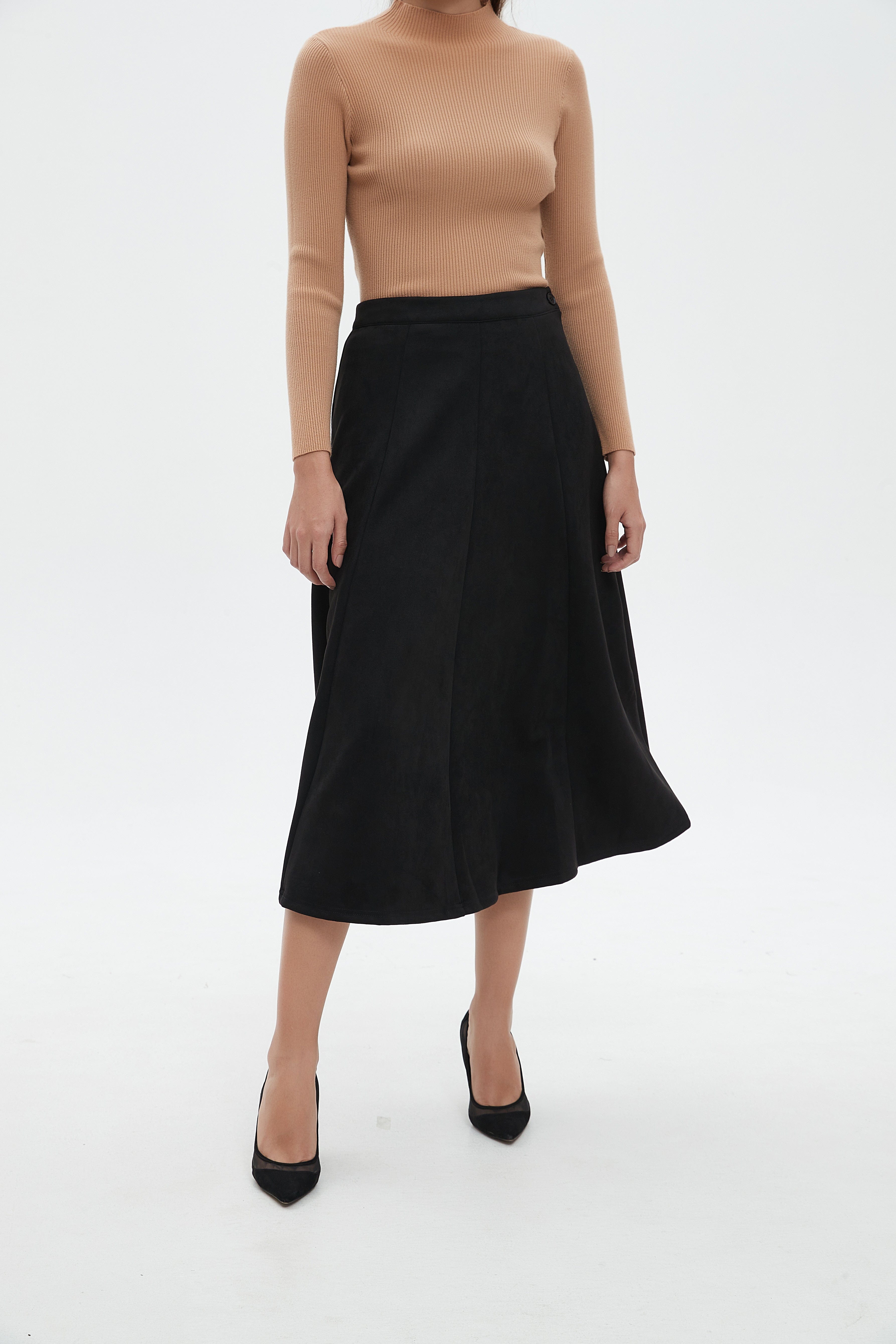 نتشي تنورة ميدي نسائية كلوش سادة