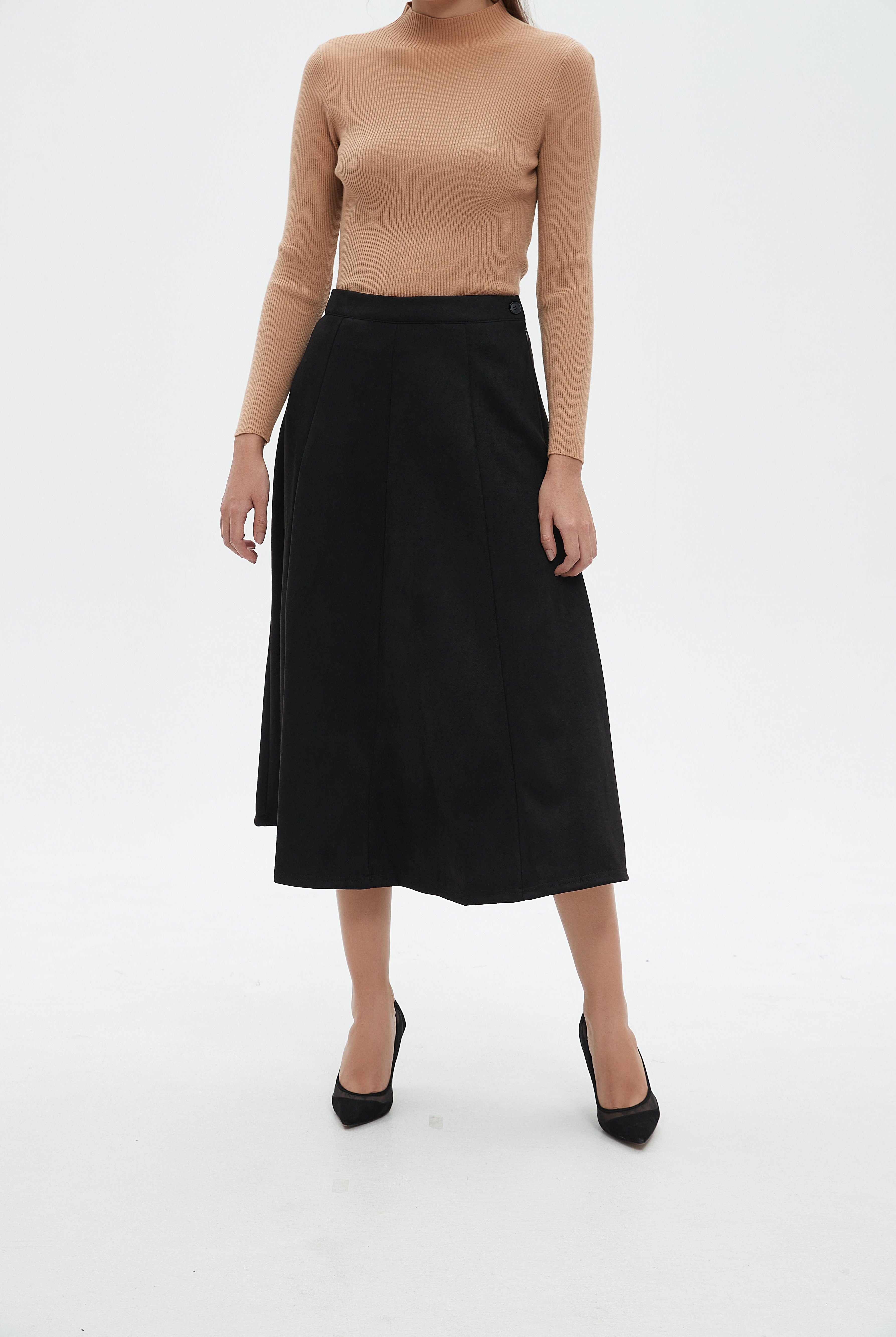 نتشي تنورة ميدي نسائية كلوش سادة