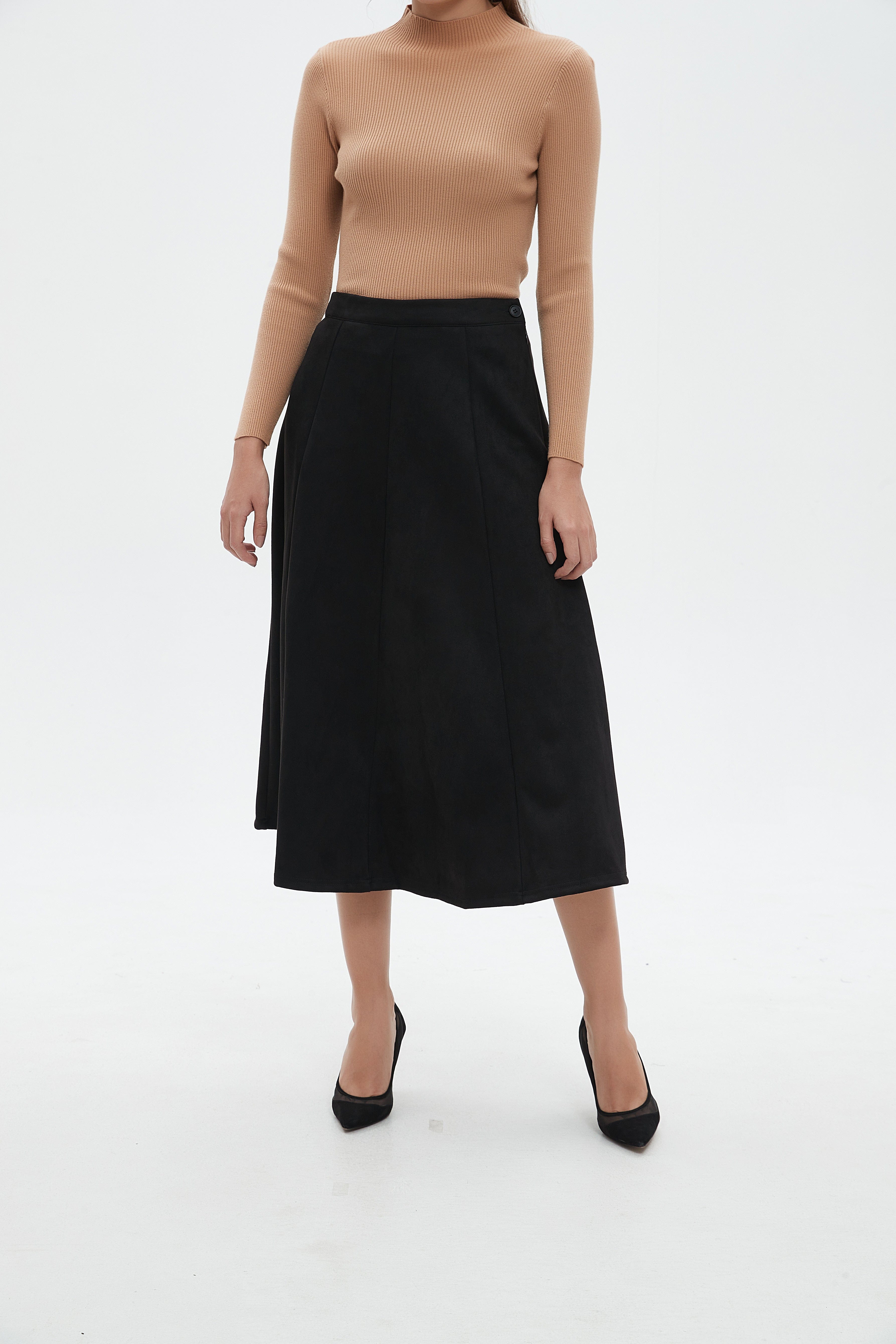 نتشي تنورة ميدي نسائية كلوش سادة