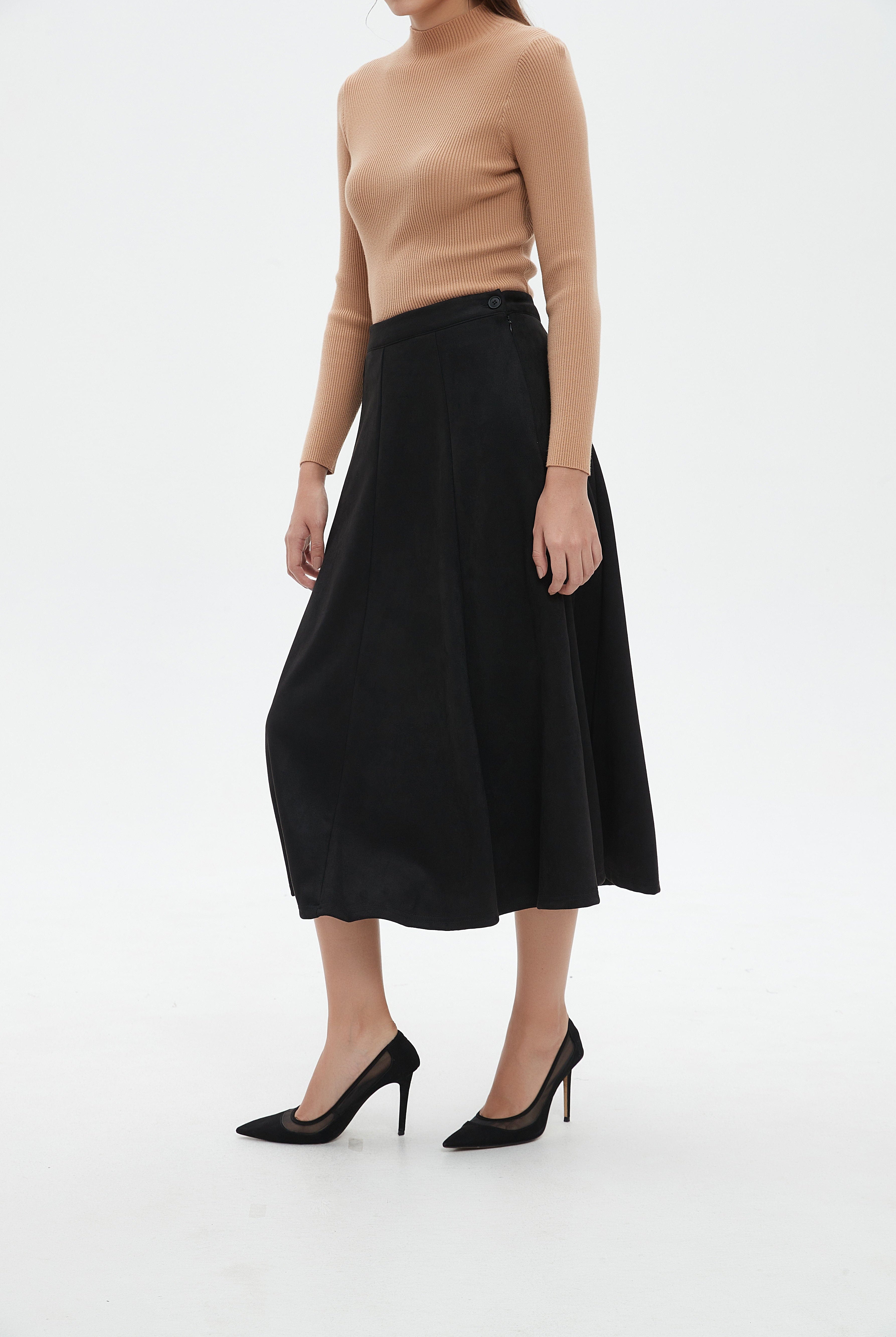 نتشي تنورة ميدي نسائية كلوش سادة