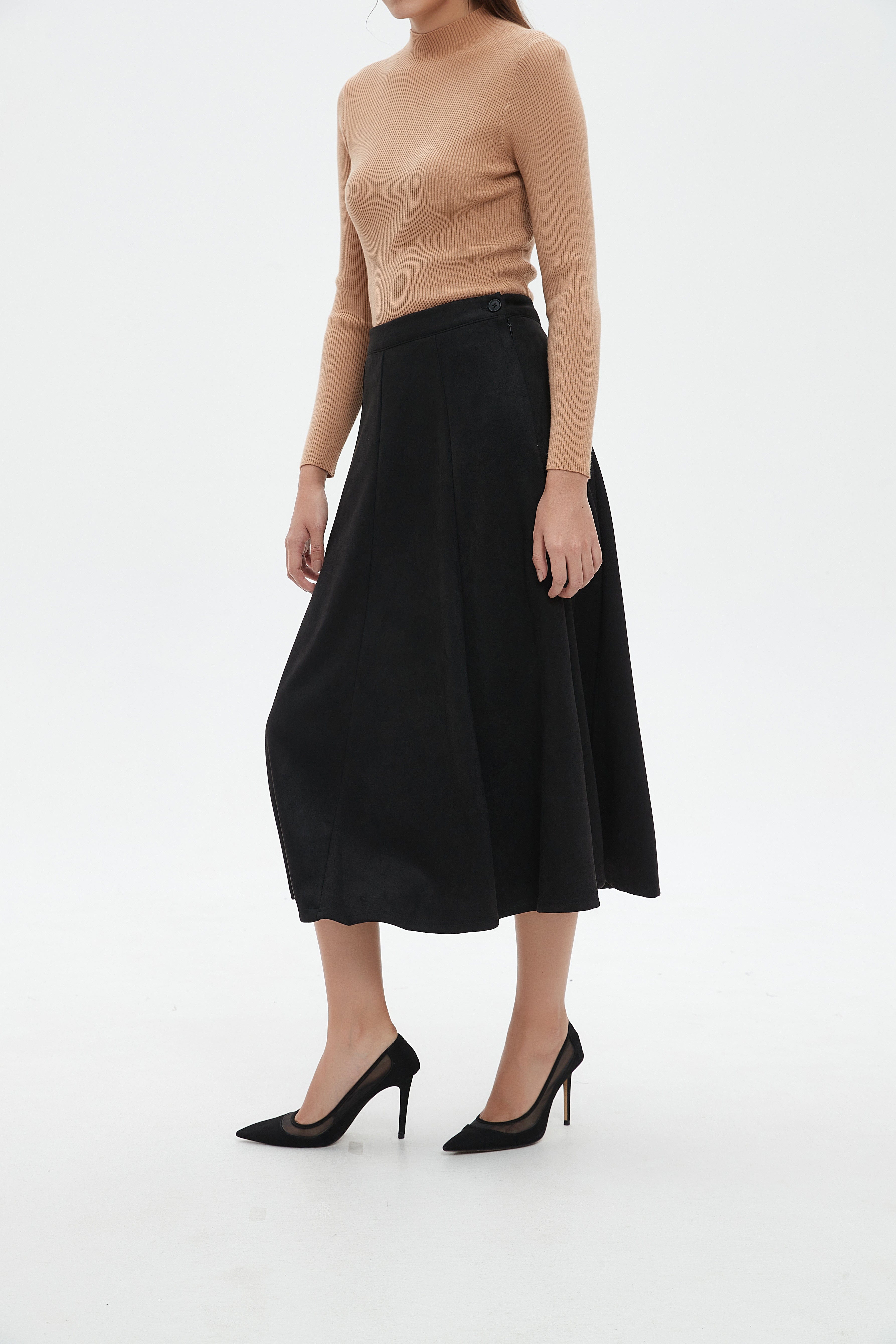 نتشي تنورة ميدي نسائية كلوش سادة