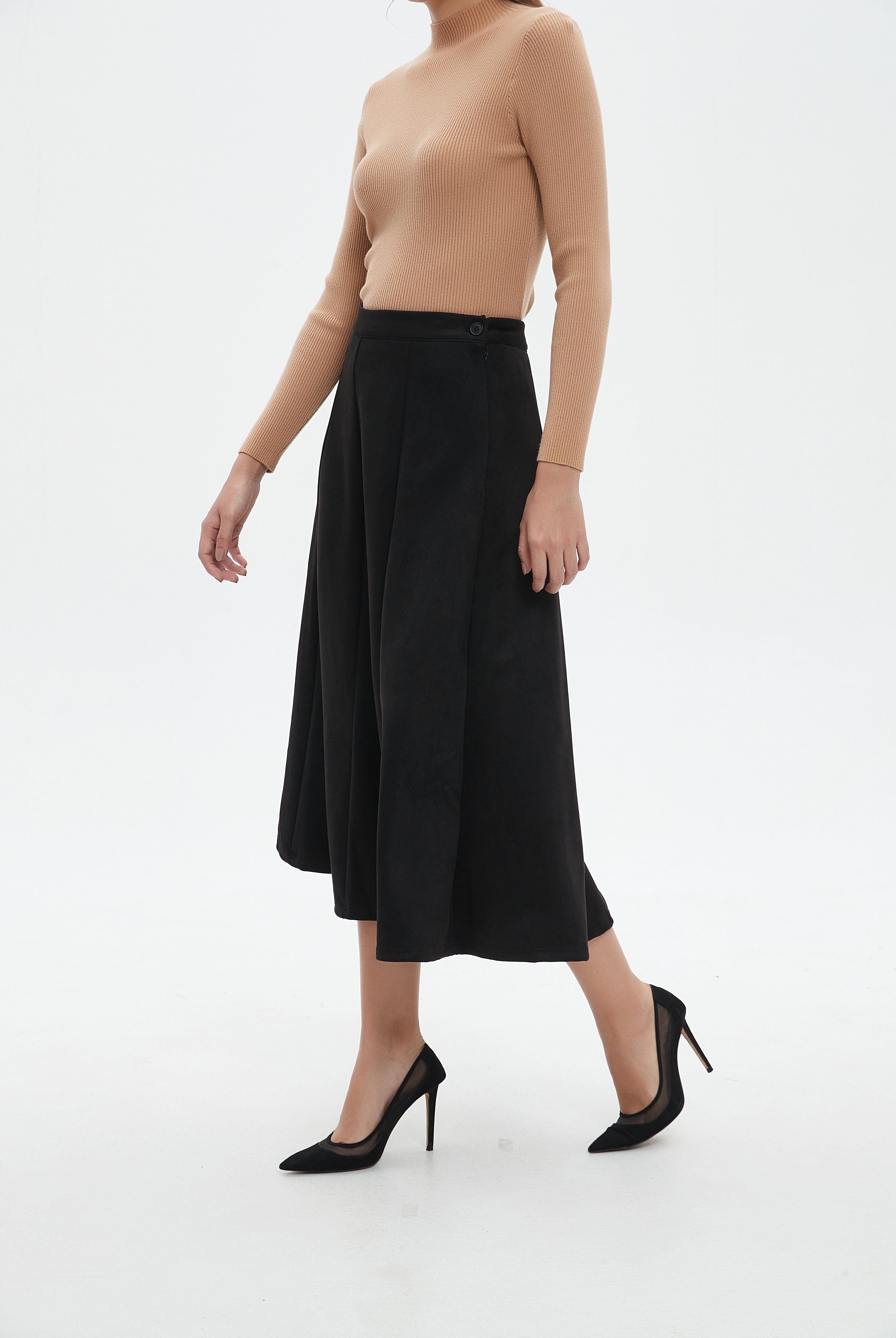 نتشي تنورة ميدي نسائية كلوش سادة