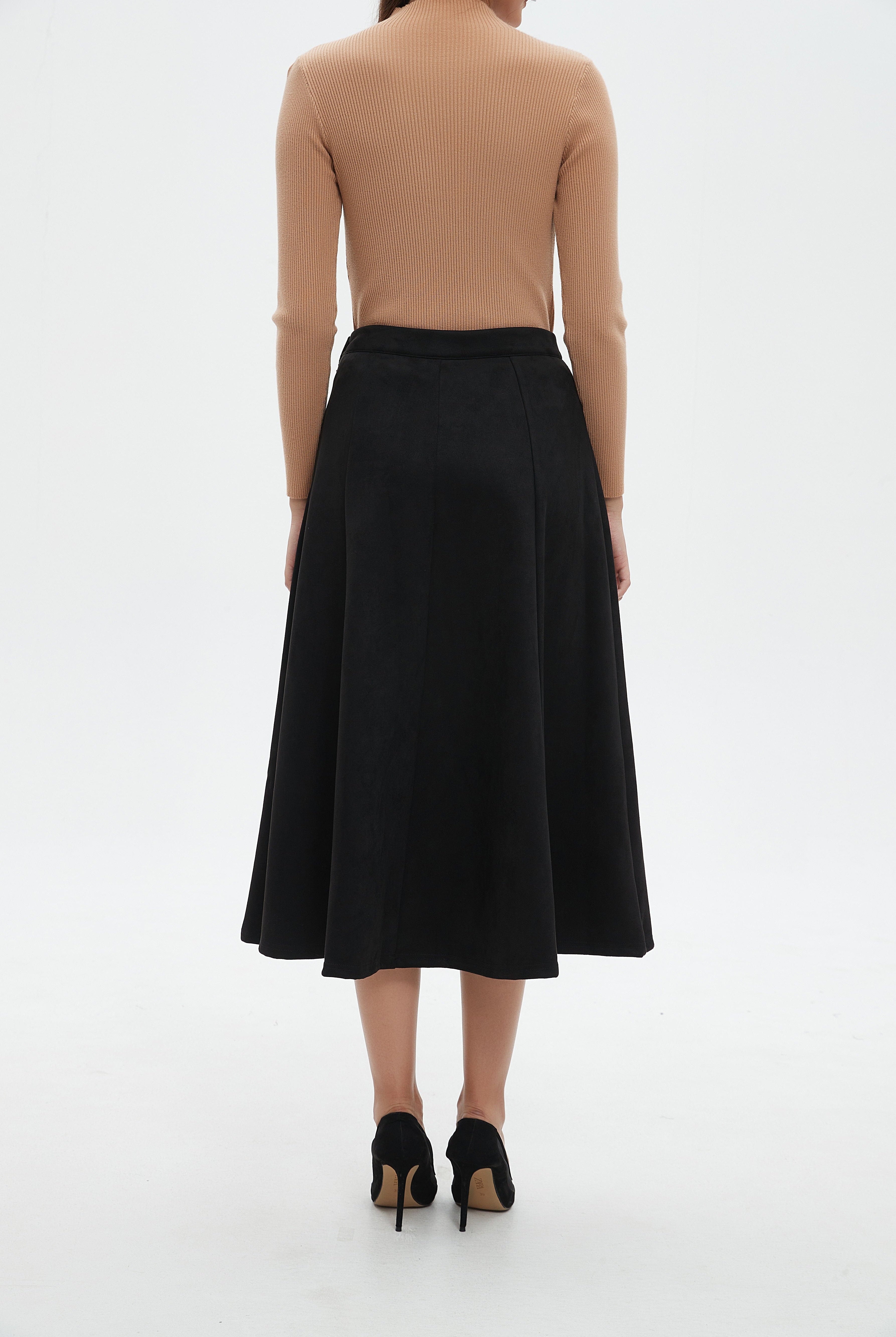 نتشي تنورة ميدي نسائية كلوش سادة