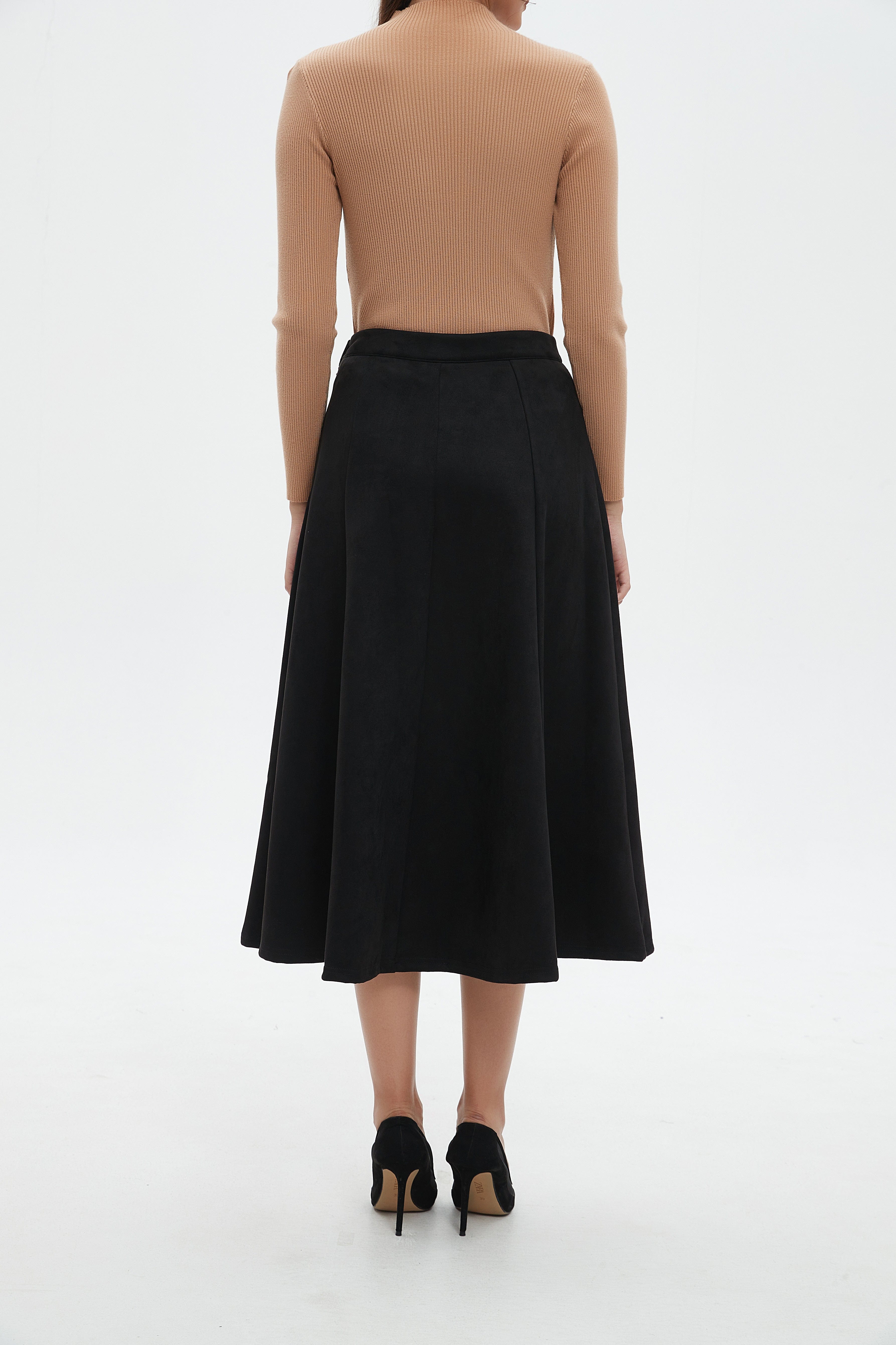 نتشي تنورة ميدي نسائية كلوش سادة