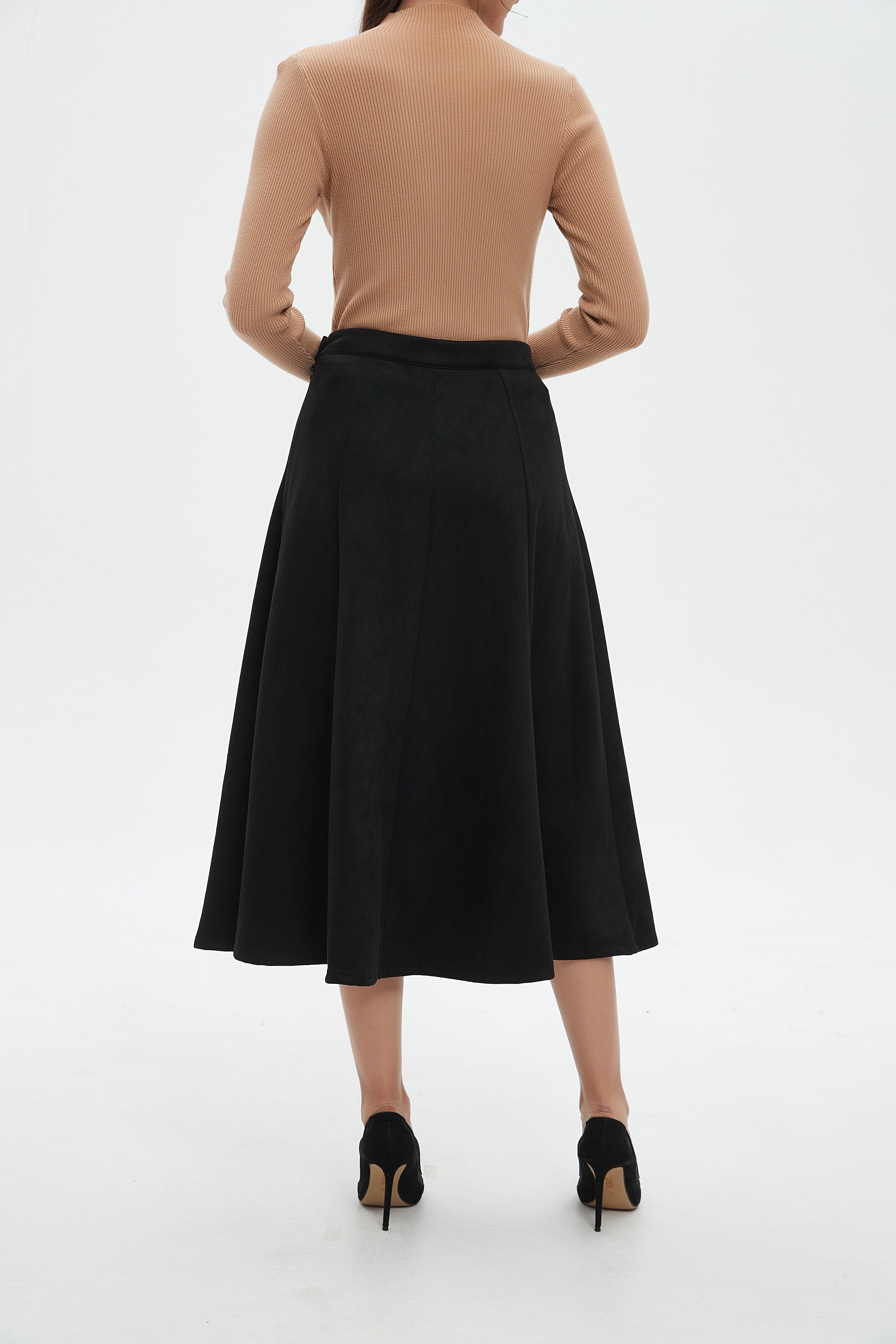 نتشي تنورة ميدي نسائية كلوش سادة