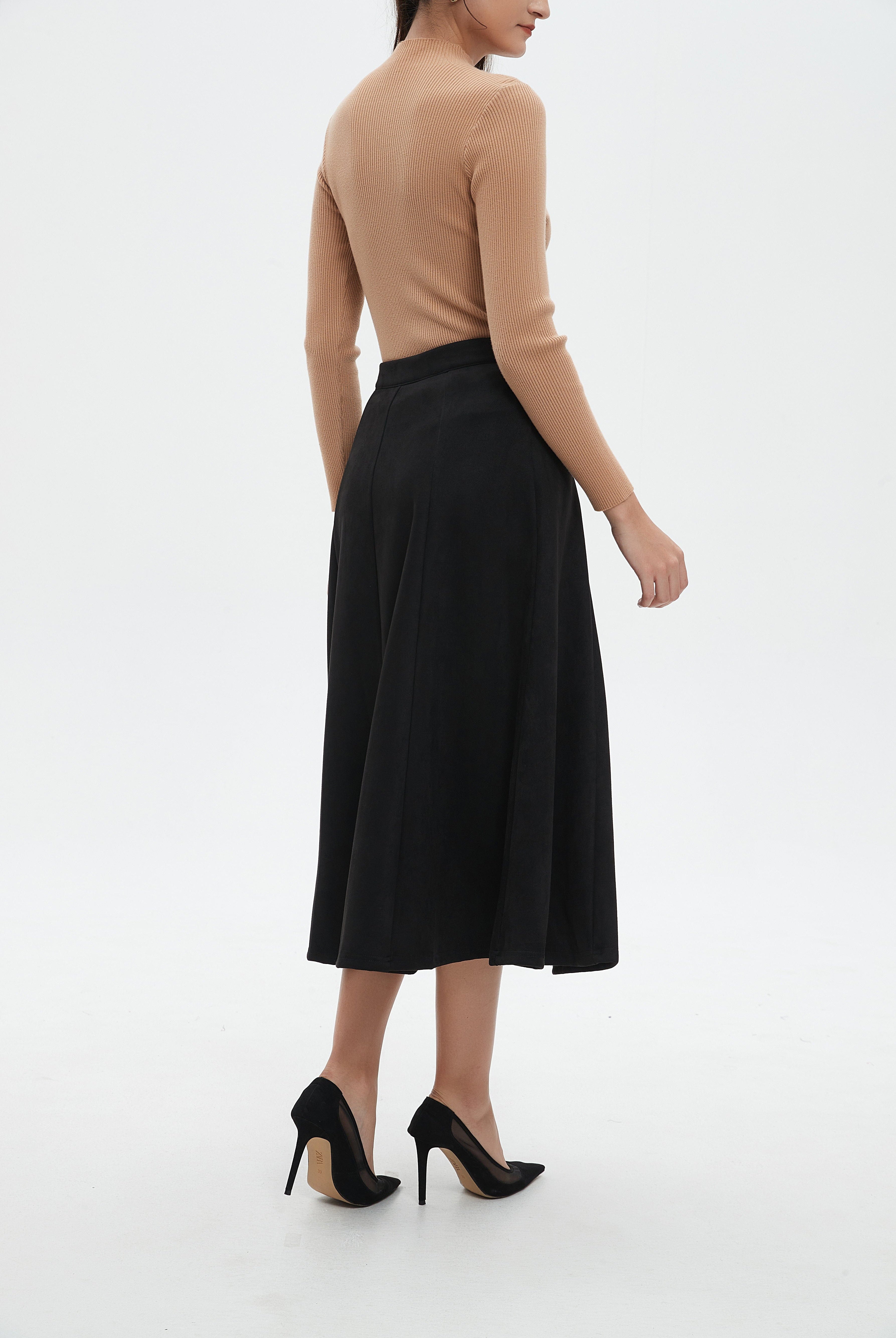 نتشي تنورة ميدي نسائية كلوش سادة