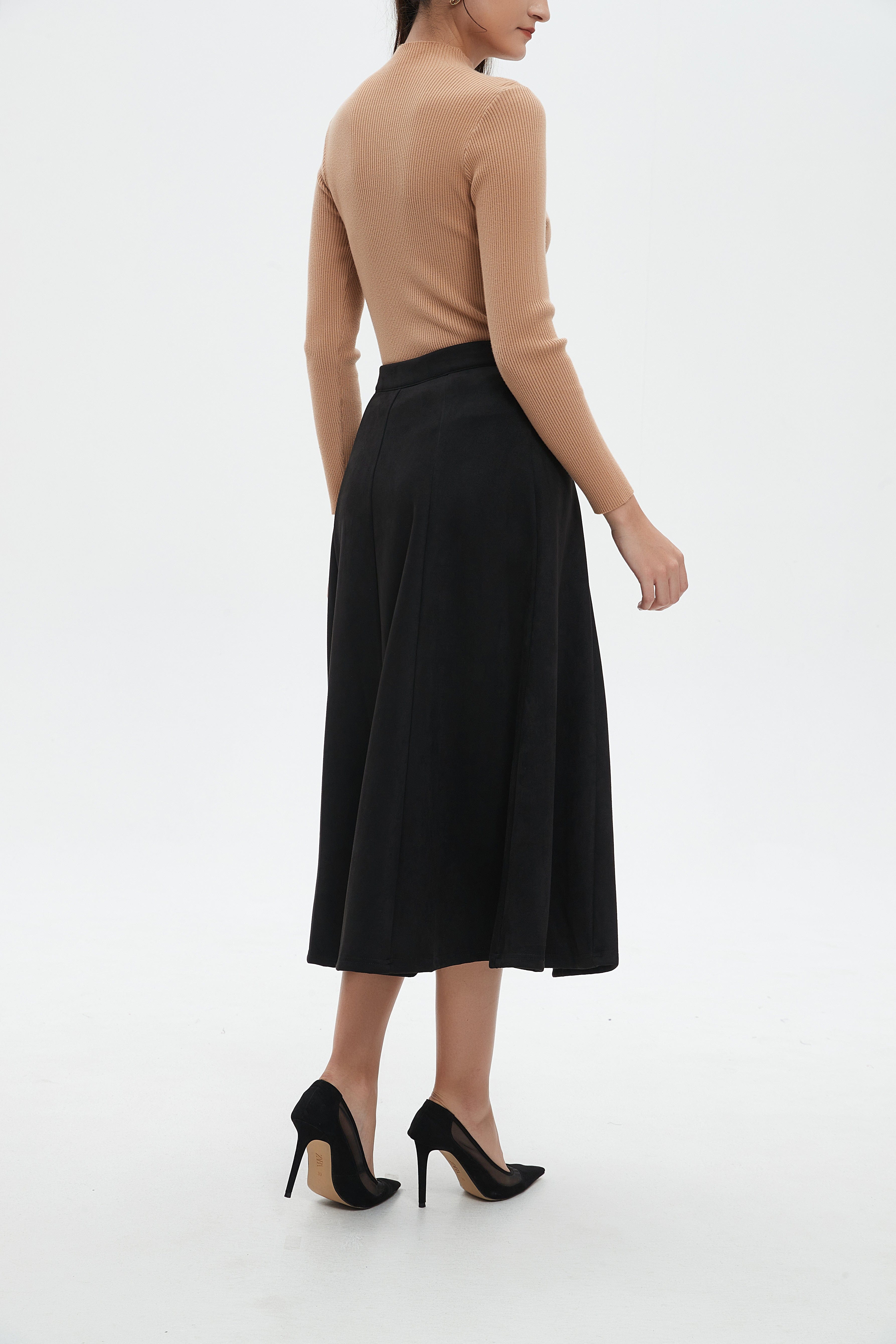 نتشي تنورة ميدي نسائية كلوش سادة