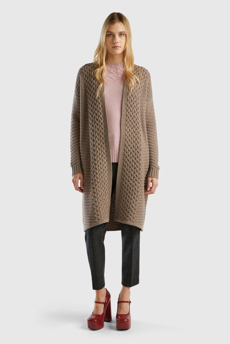 يونايتد كولورز اوف بينيتون كارديجان نسائي بأكمام طويلة مزخرف