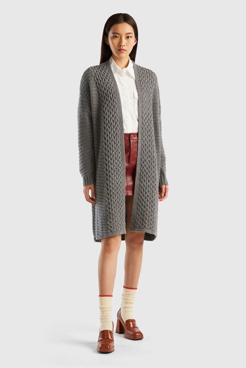 يونايتد كولورز اوف بينيتون كارديجان نسائي بأكمام طويلة مزخرف