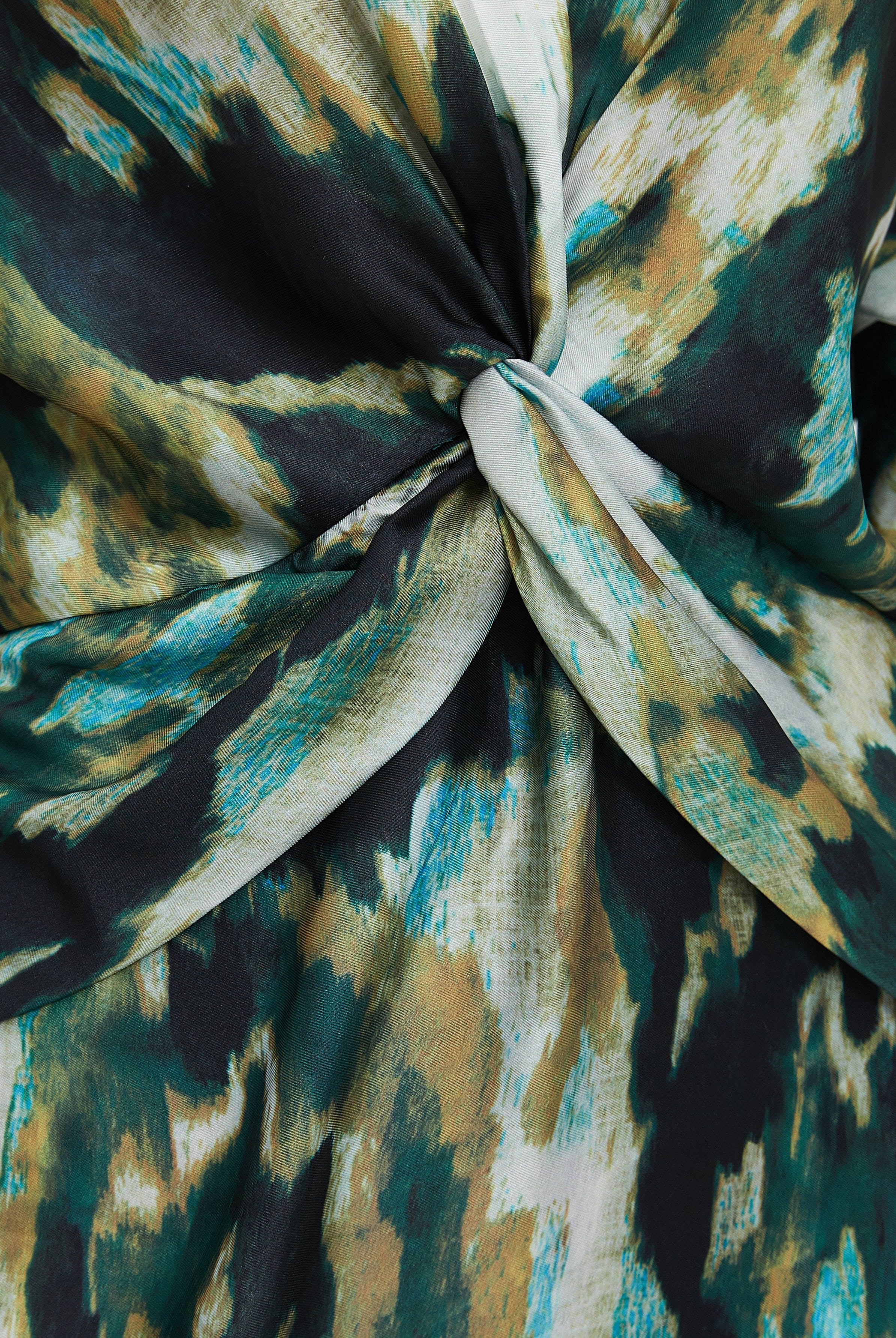 نتشي فستان ميدي 3/4 كم لف ملون نسائي