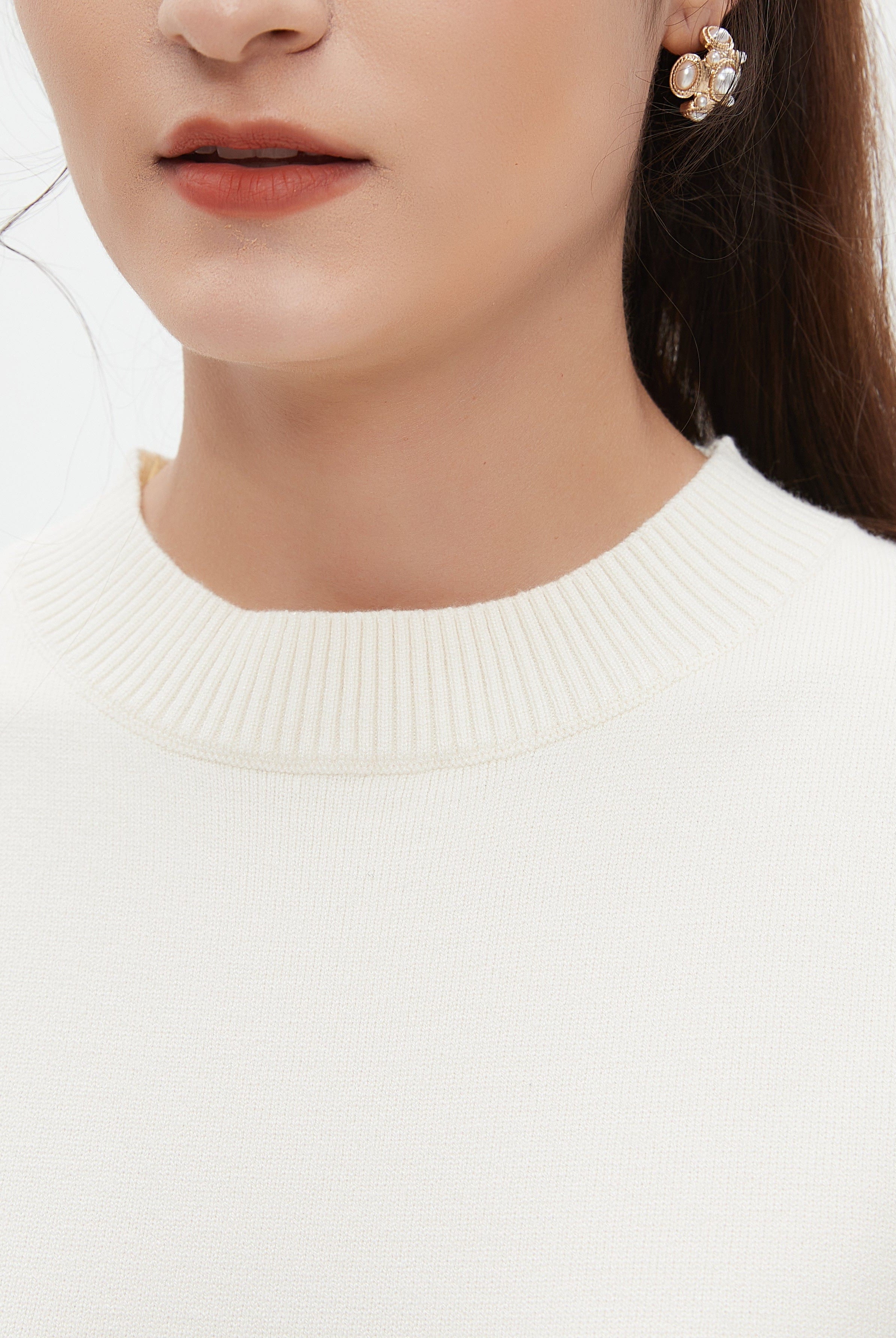 نتشي بلوزة نسائية طويلة نصف كم برقبة دائرية