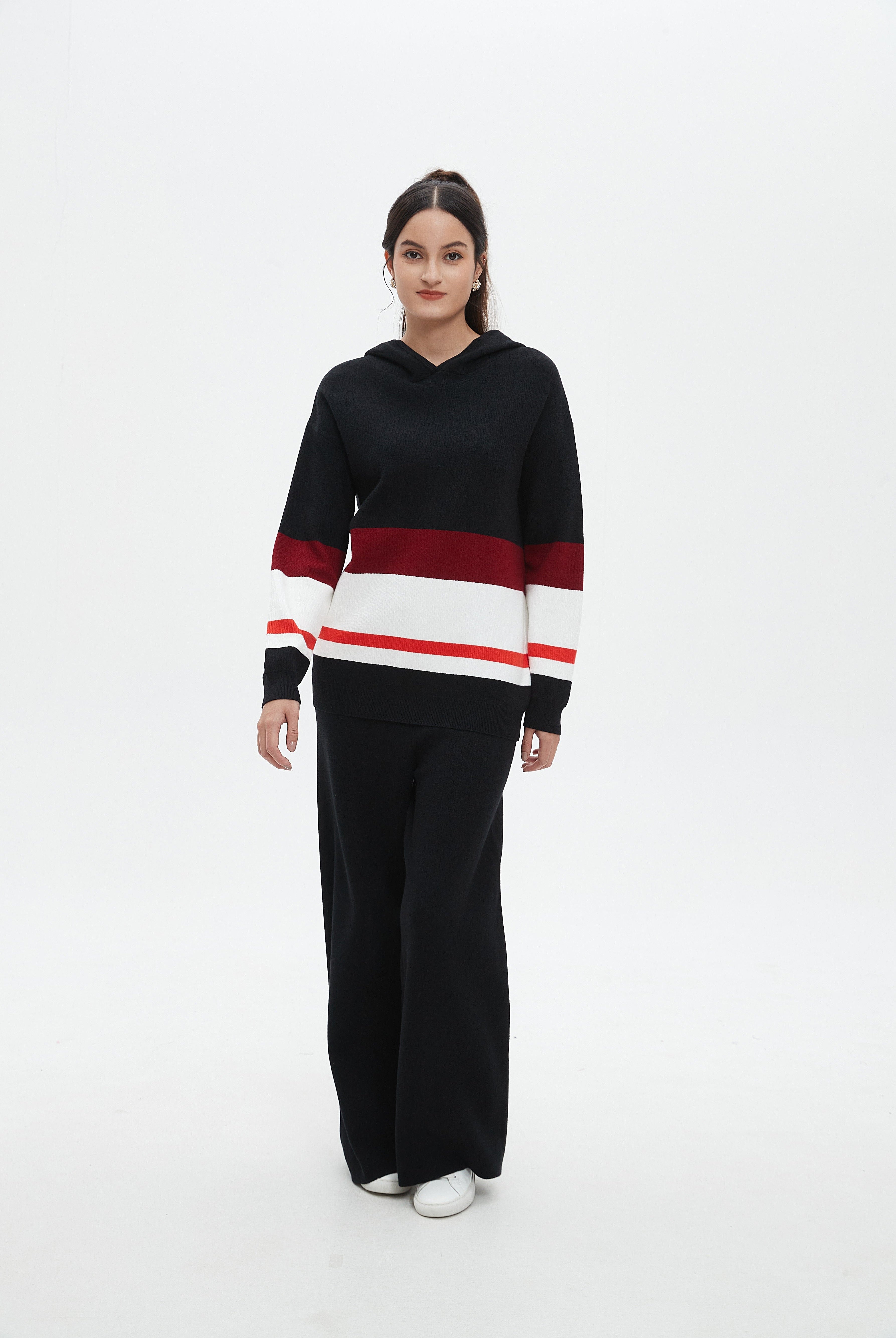 ميكا بلوزة نسائية شتوي ملونة بكم طويل وغطاء رأس