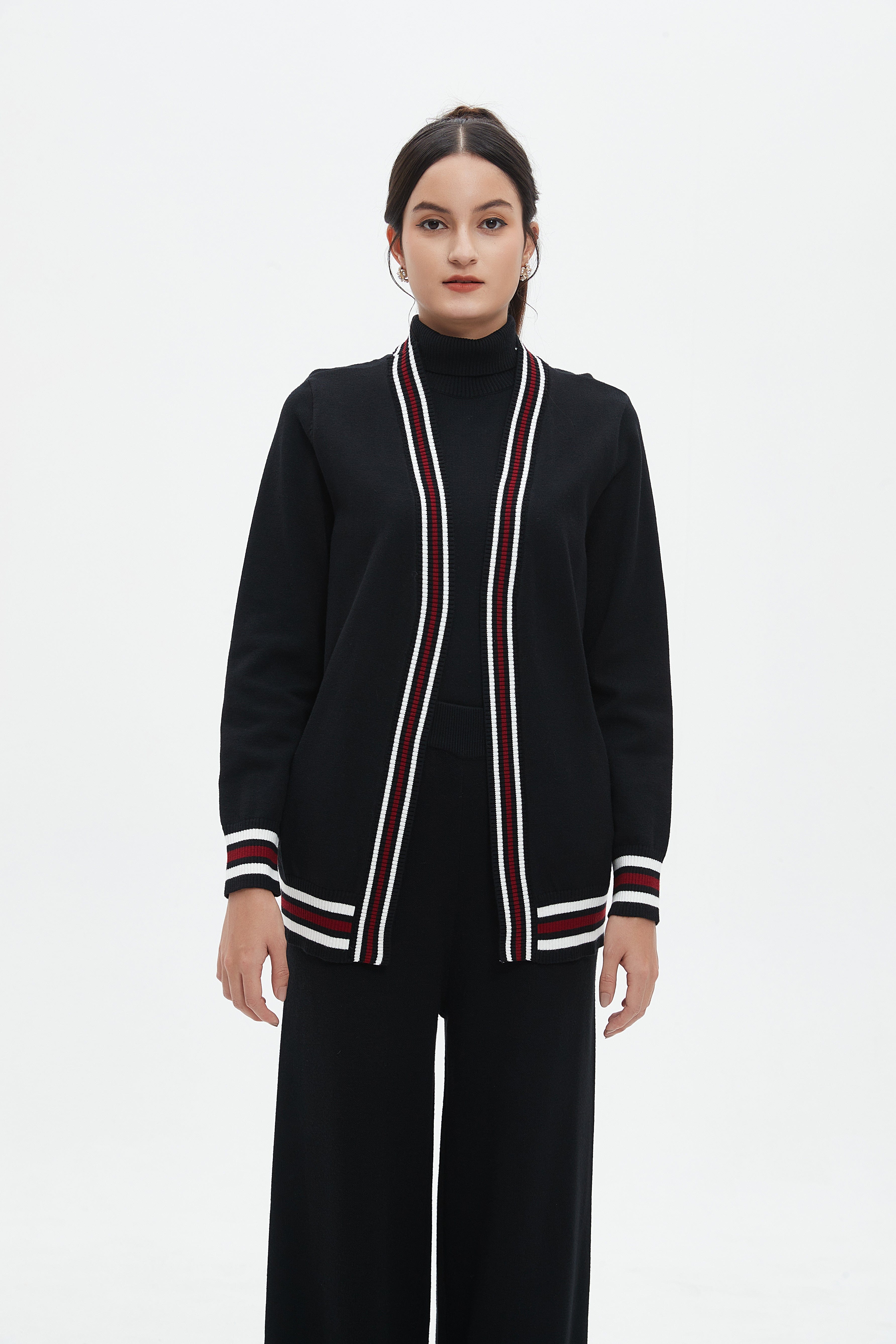 نتشي كارديجان نسائي طويل مخطط الوان